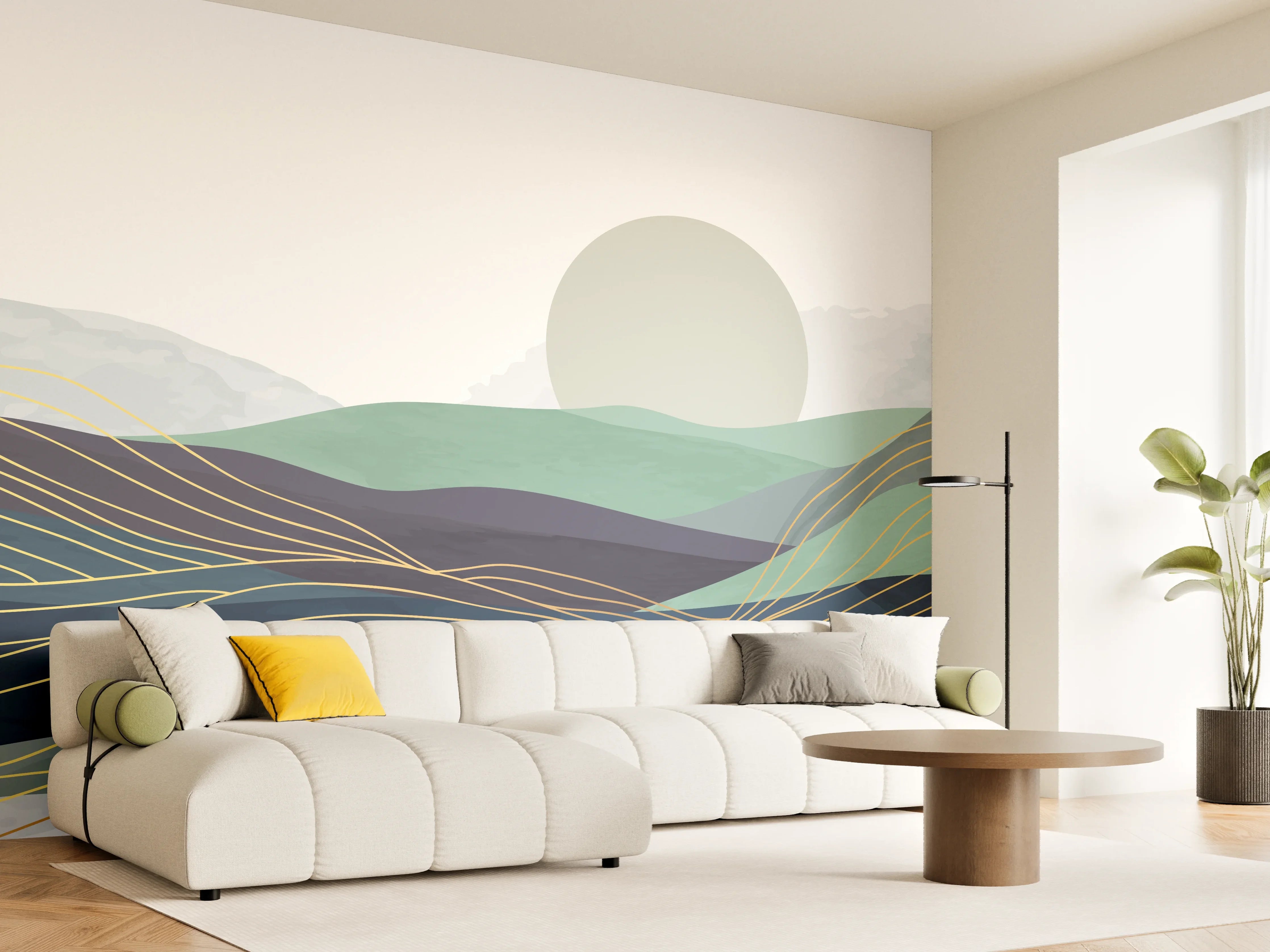 Wandverkleidung Wohnzimmer - Abstrakte Hügel-Landschaft