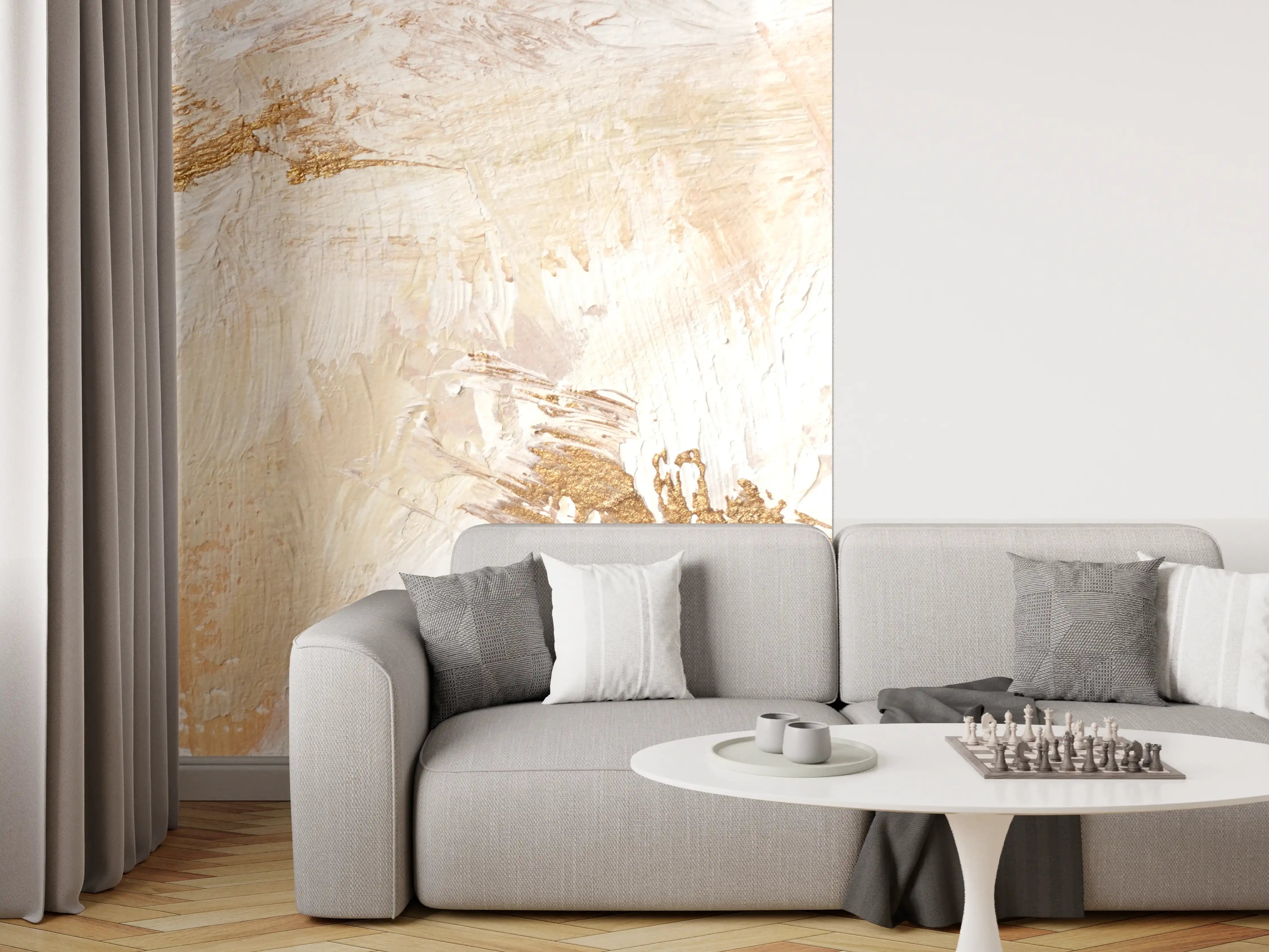Wandverkleidung Wohnzimmer - Abstrakte Kunst - Warme Erdtöne