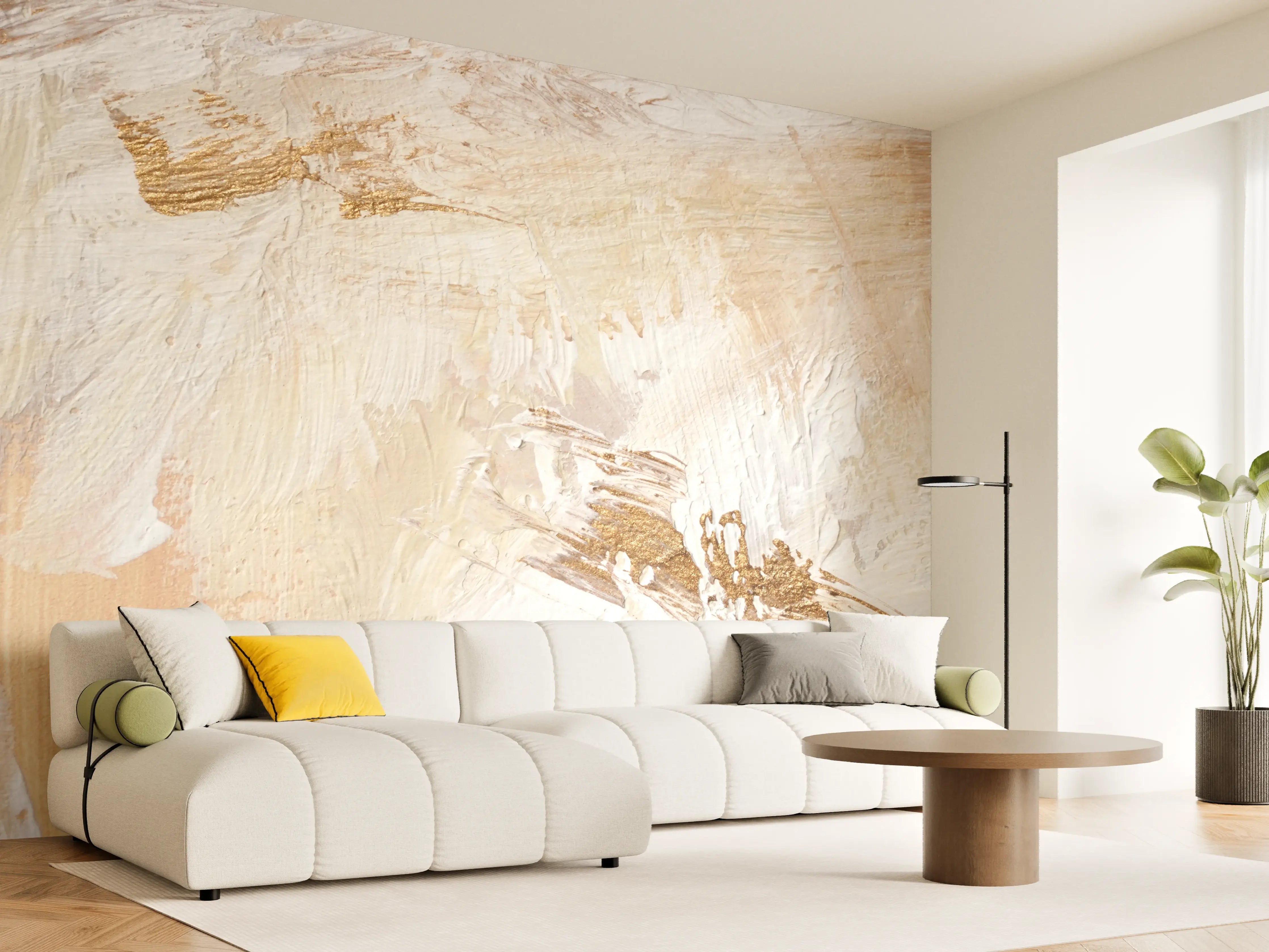Wandverkleidung Wohnzimmer - Abstrakte Kunst - Warme Erdtöne