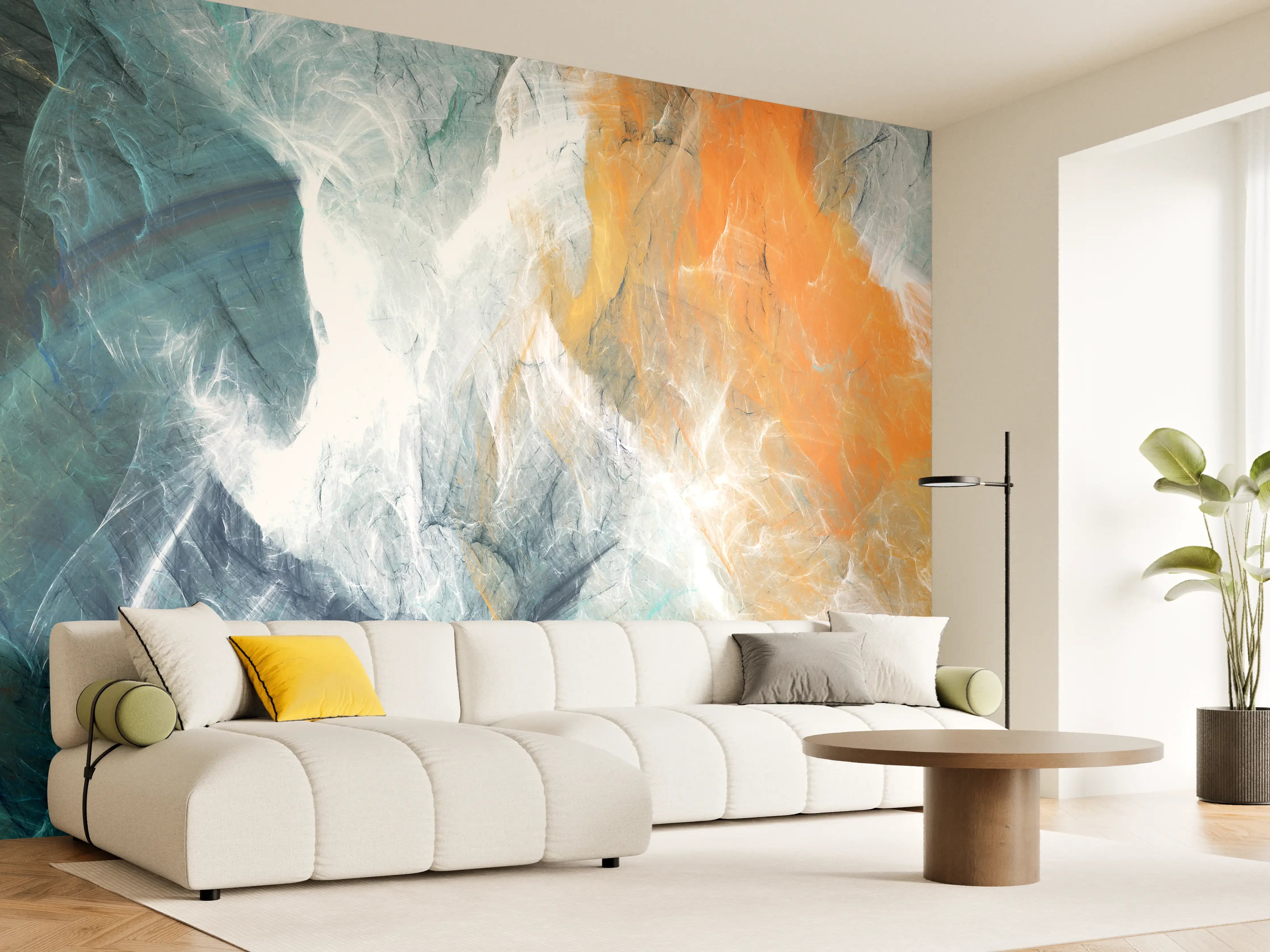 Wandverkleidung Wohnzimmer - Abstrakte Kunst in lebendigen Farben