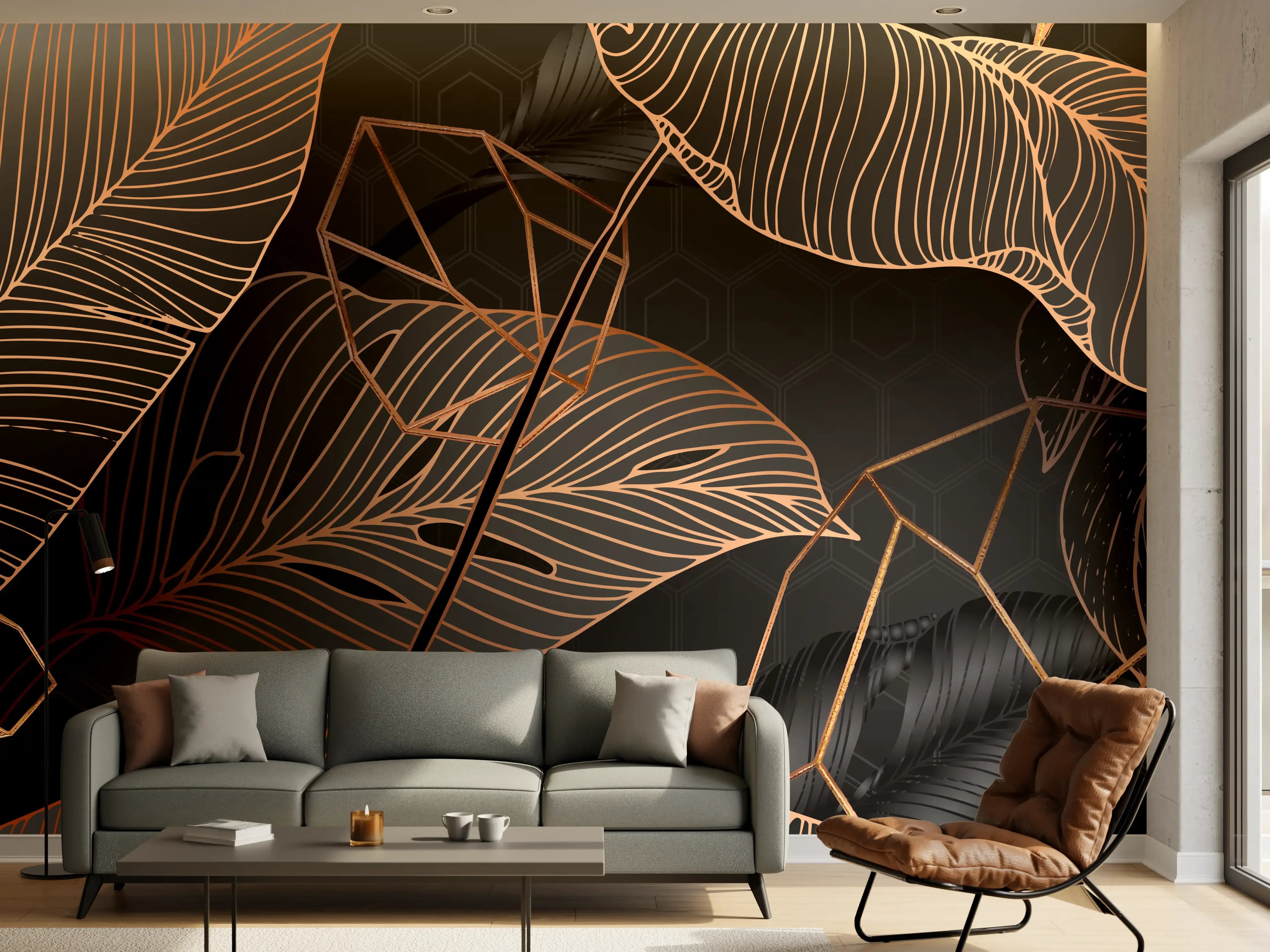 Wandverkleidung Wohnzimmer - Abstrakte Kupfer Textur Muster