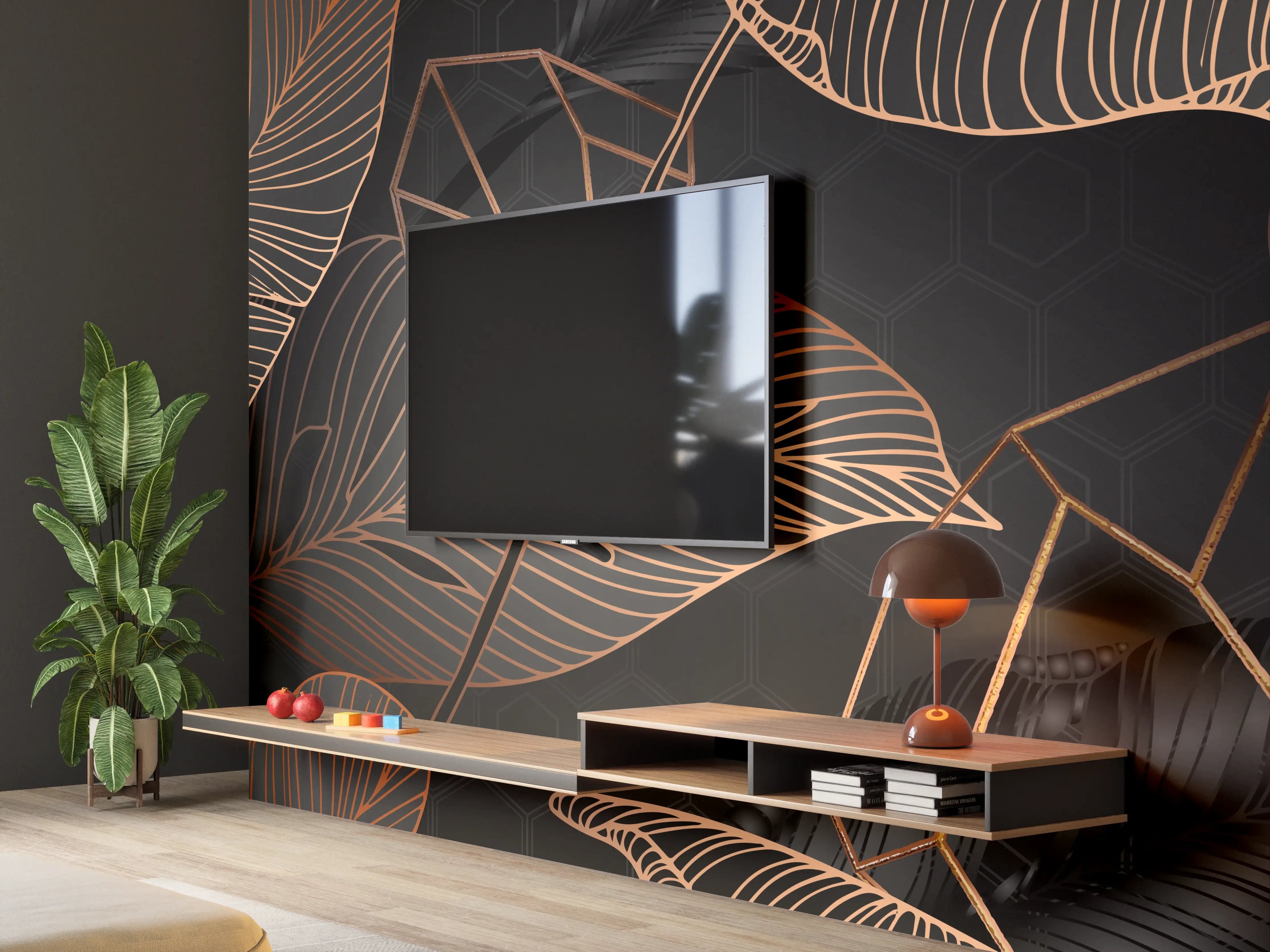 Wandverkleidung Wohnzimmer - Abstrakte Kupfer Textur Muster
