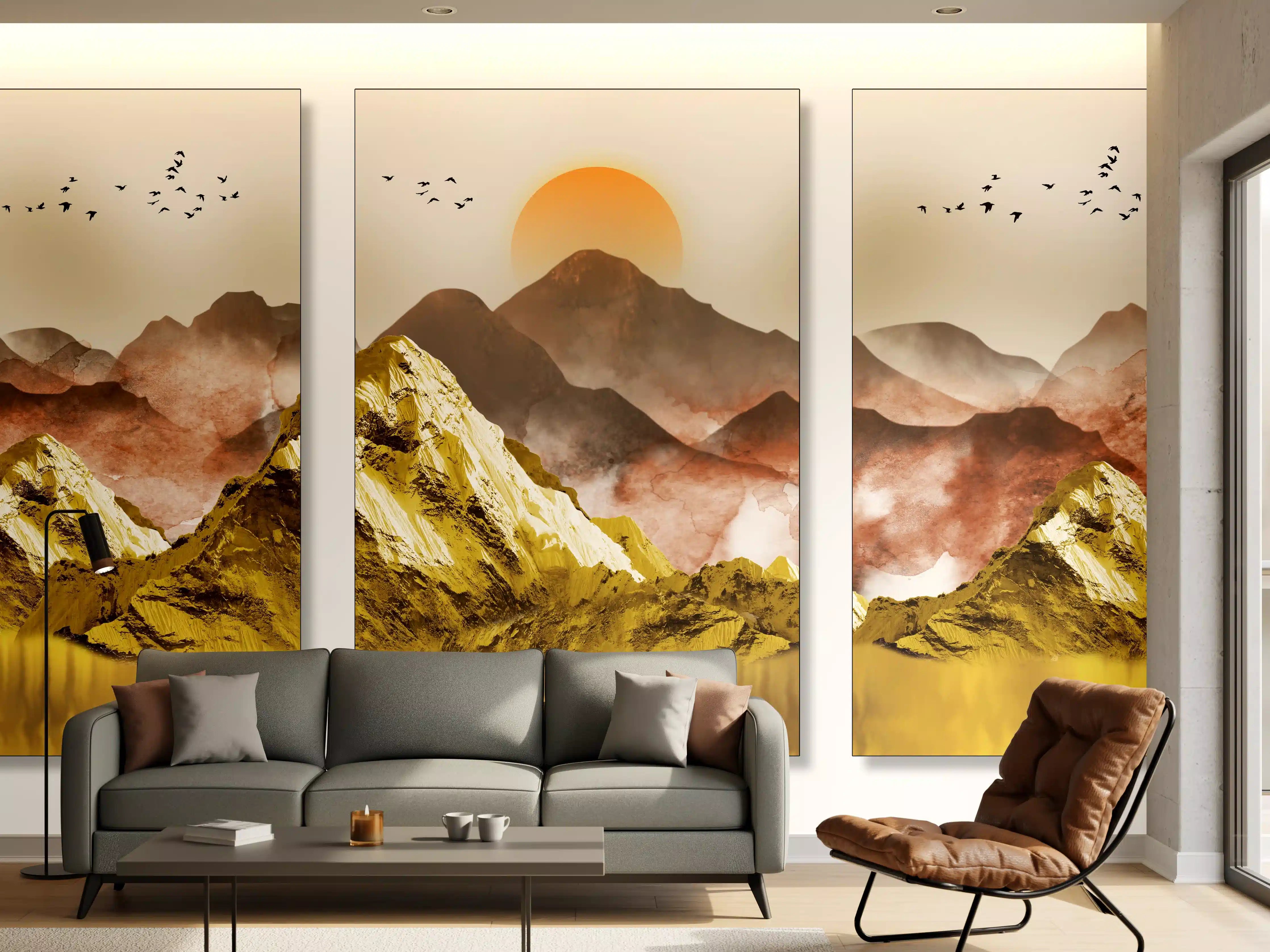 Wandverkleidung Wohnzimmer - Abstrakte Landschaftsfotos - Tapete