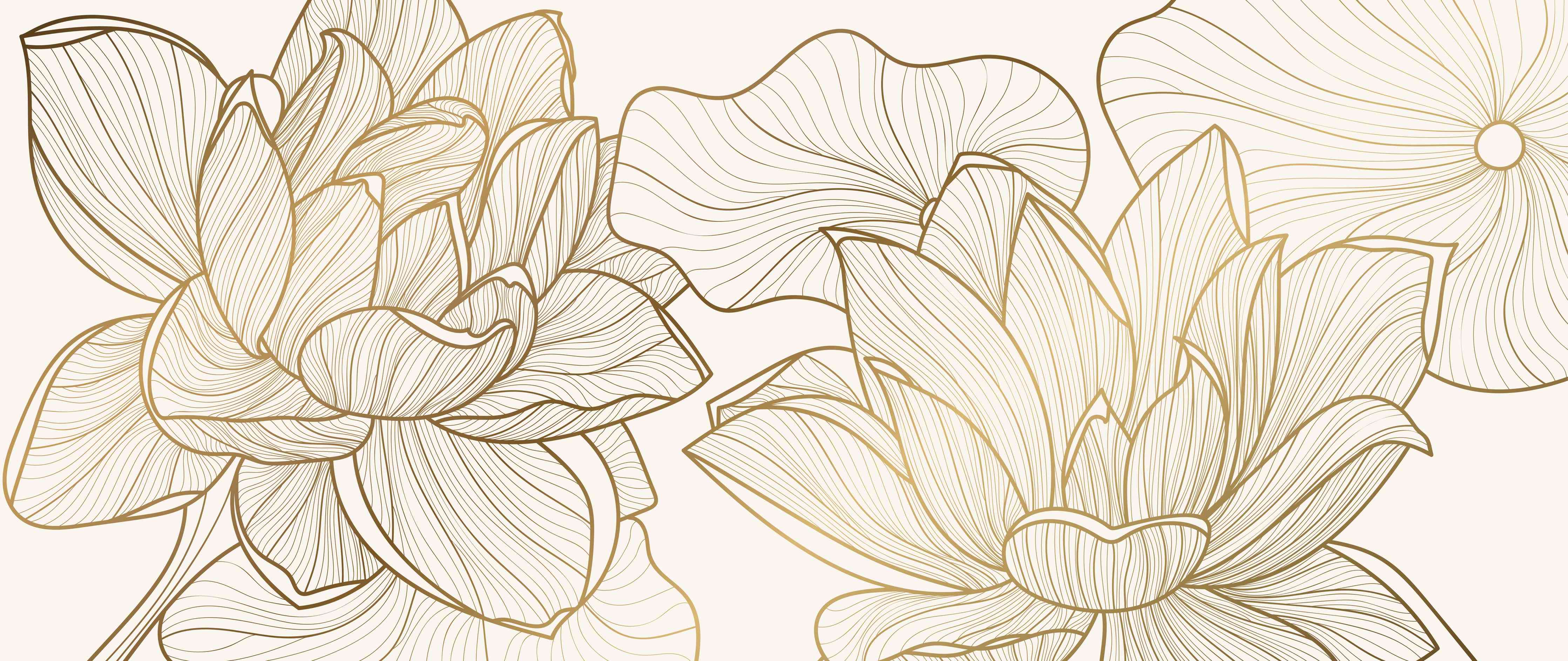 Wandverkleidung Wohnzimmer-Abstrakte Linien Blumenillustration