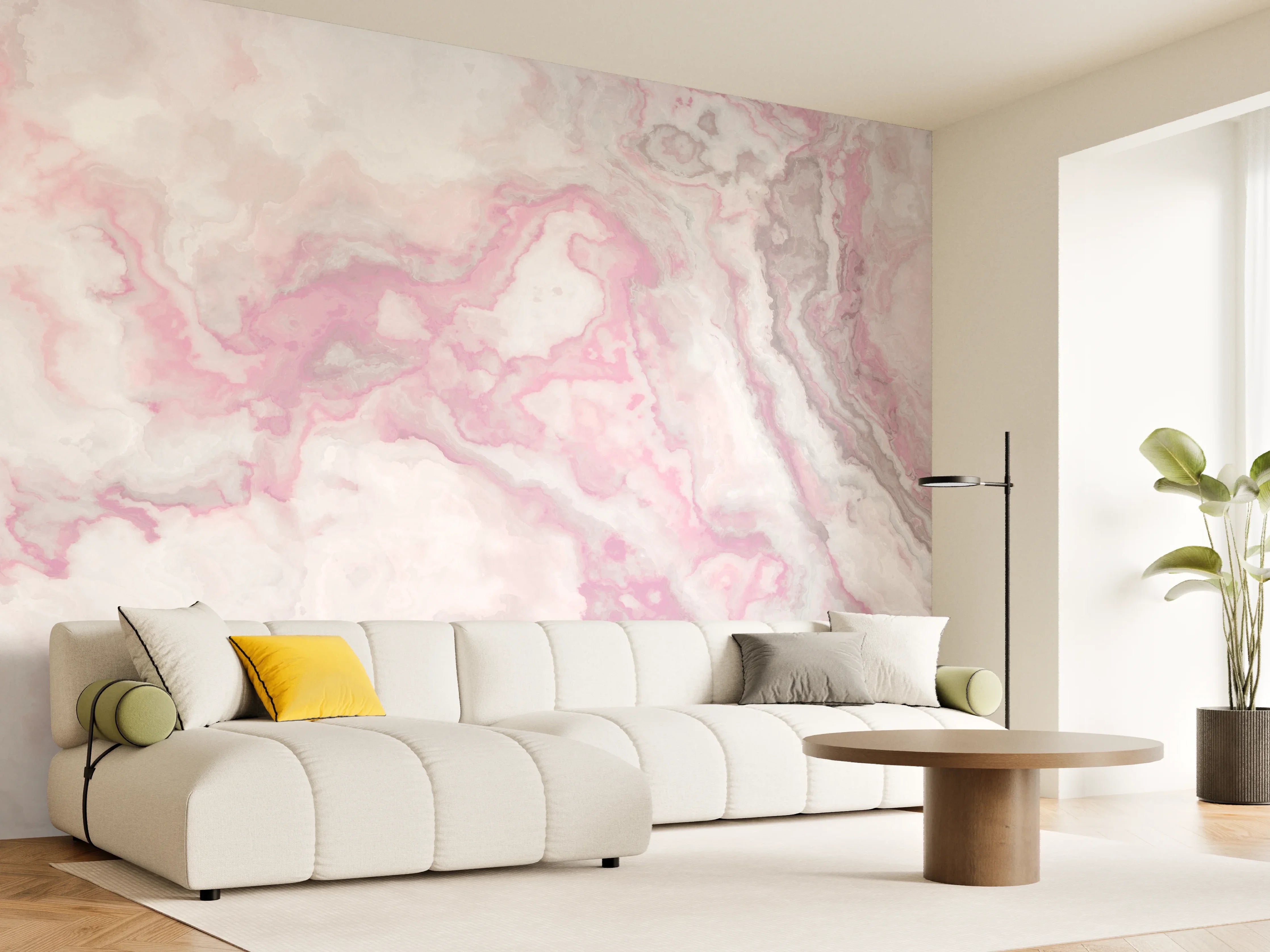 Wandverkleidung Wohnzimmer - Abstrakte Marmor Struktur - Aquarelldarstellung