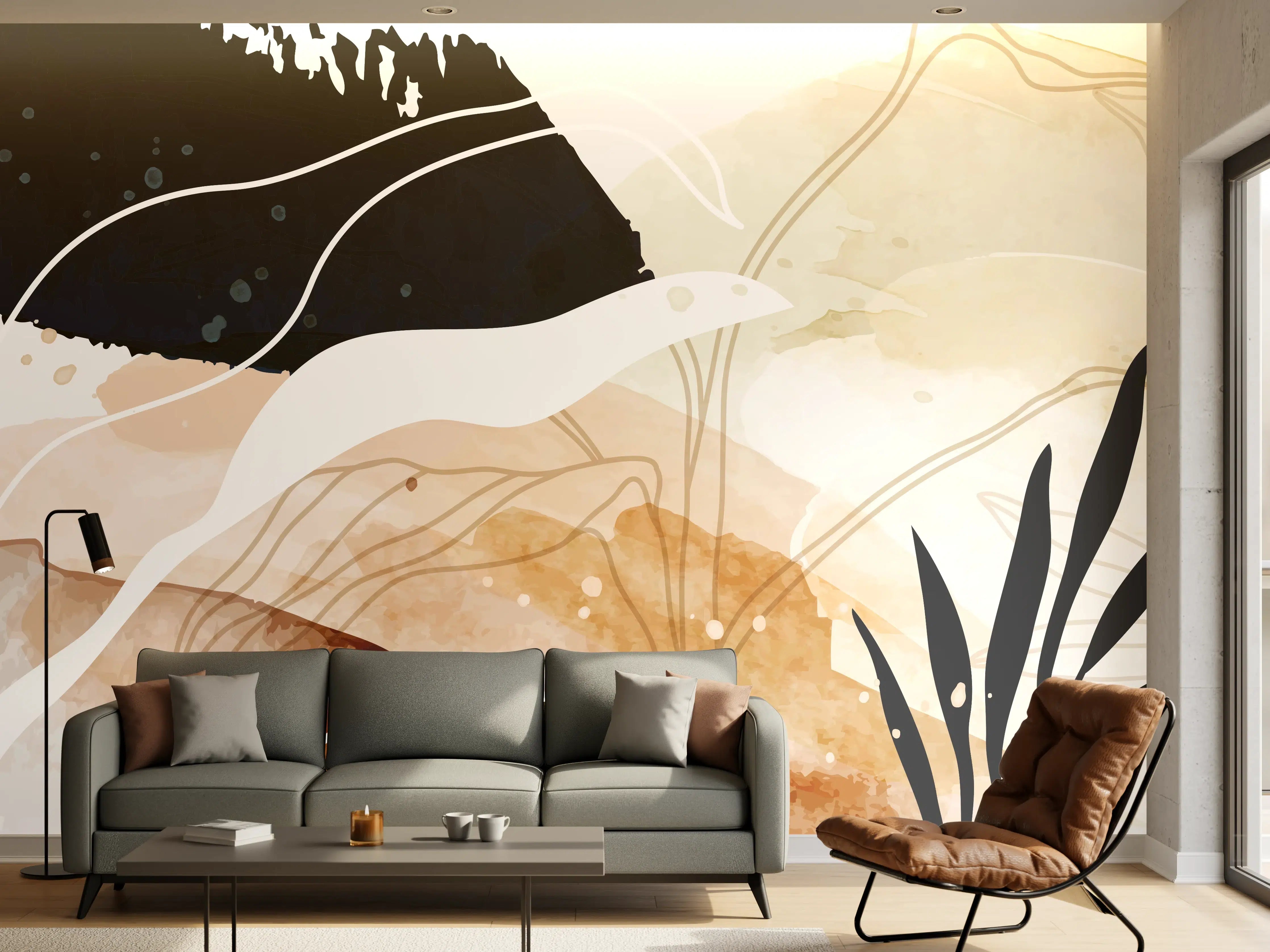 Wandverkleidung Wohnzimmer - Abstrakte Natur Kunst