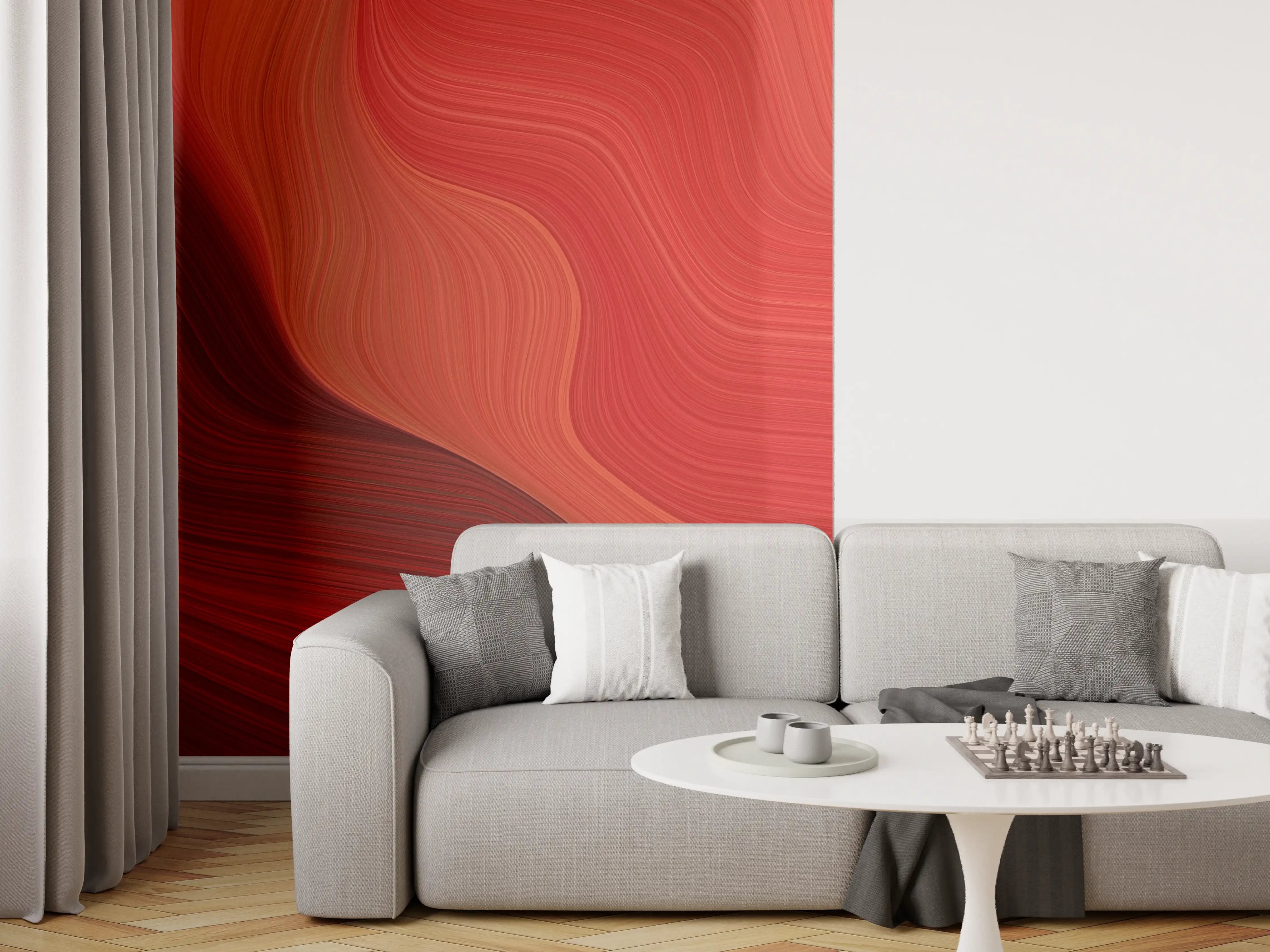 Wandverkleidung Wohnzimmer - Abstrakte Rote Kunstzeichnung