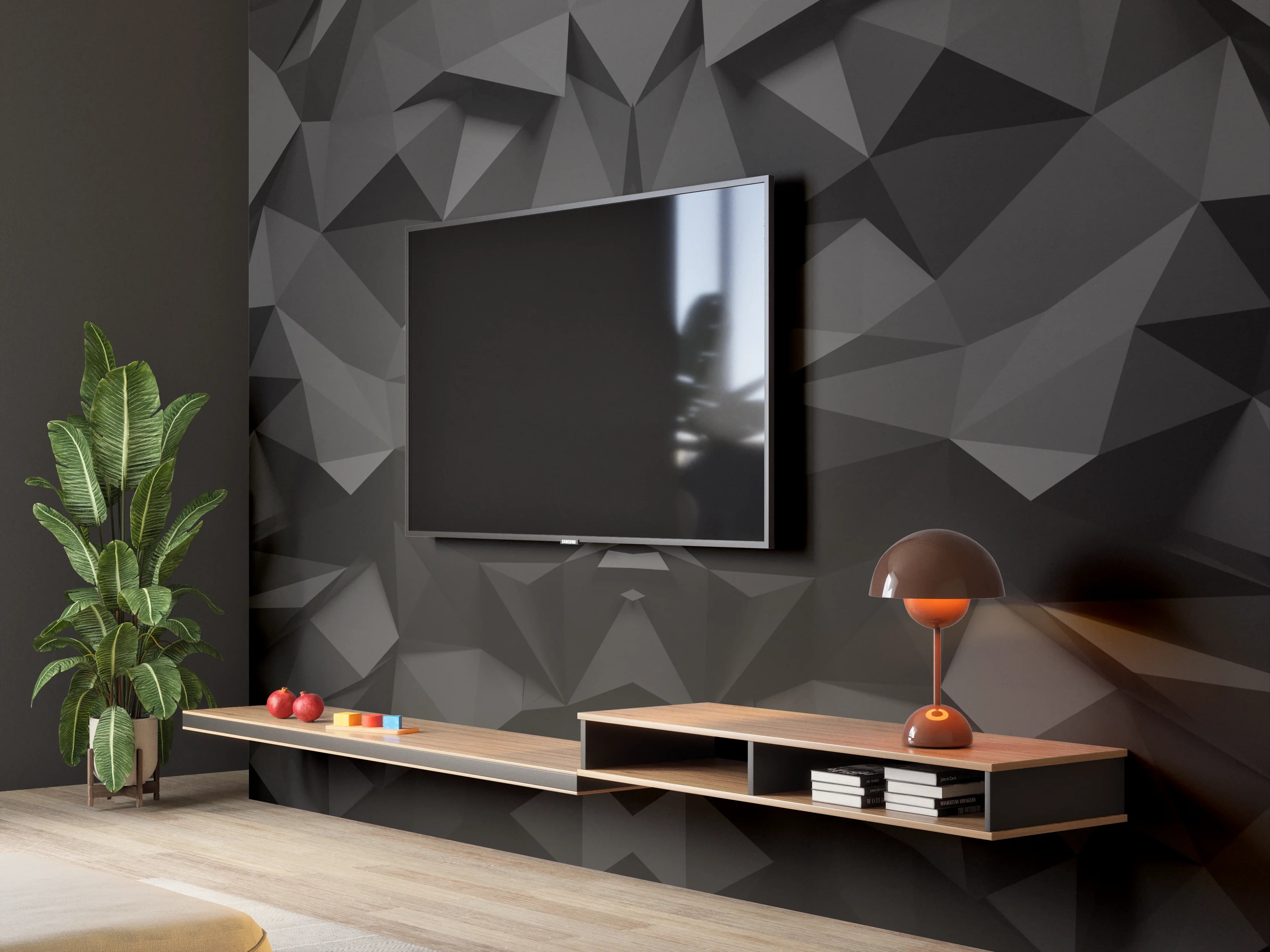 Wandverkleidung Wohnzimmer - Abstrakte Schwarz-Weiß-Grafik