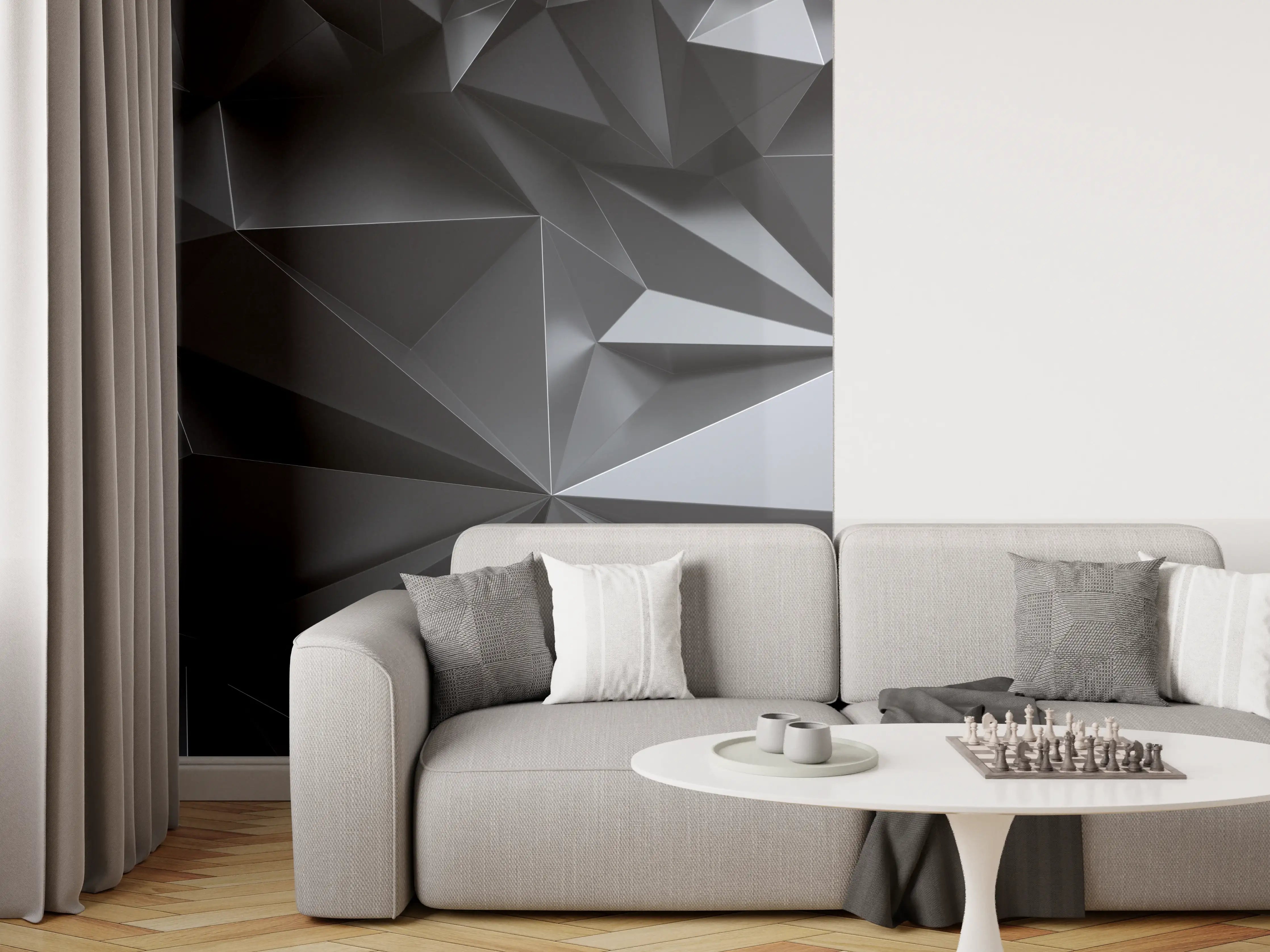 Wandverkleidung Wohnzimmer - Abstrakte Schwarze Kristalltextur