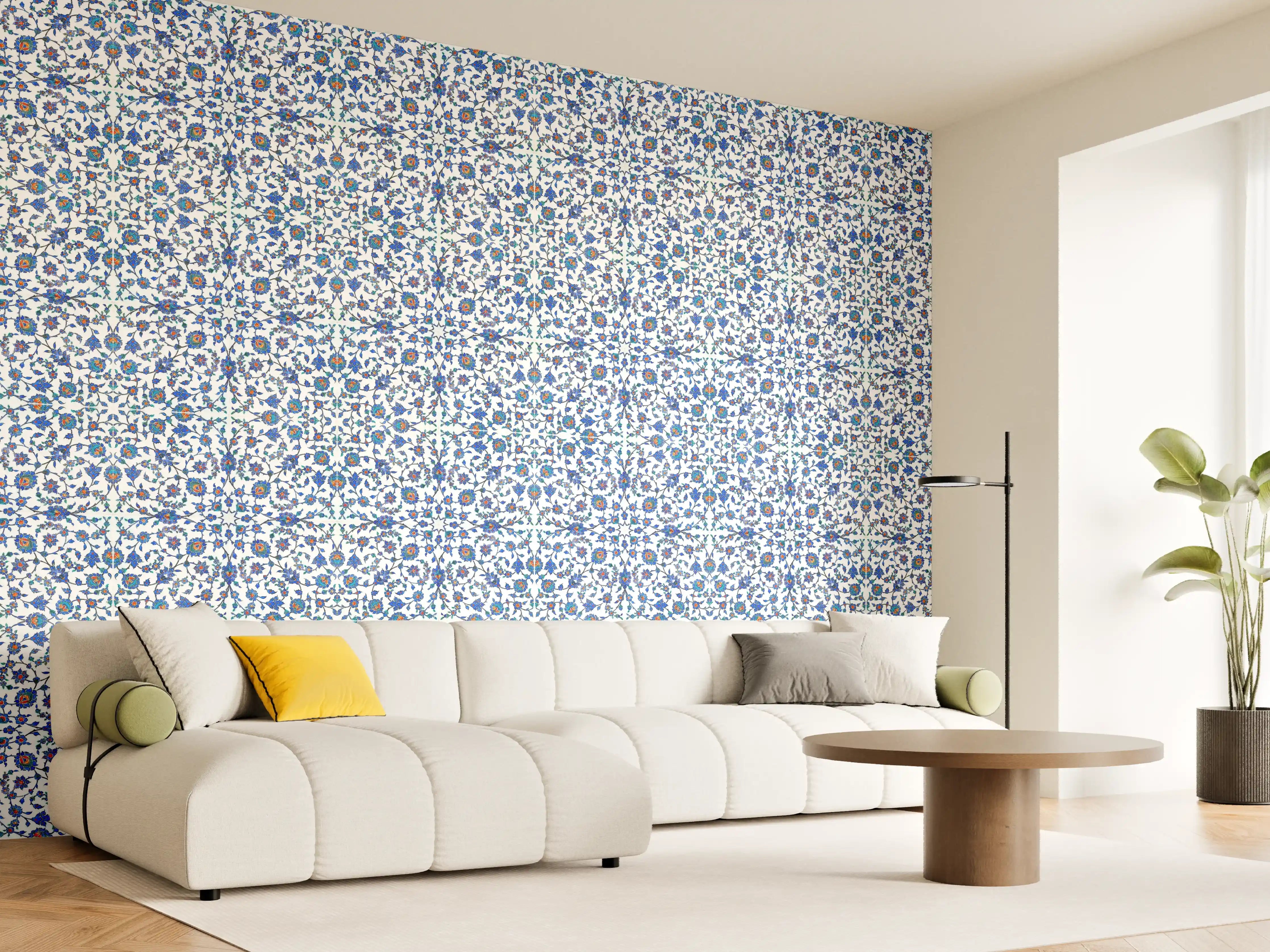 Wandverkleidung Wohnzimmer - Abstrakte Struktur Blau-Grau