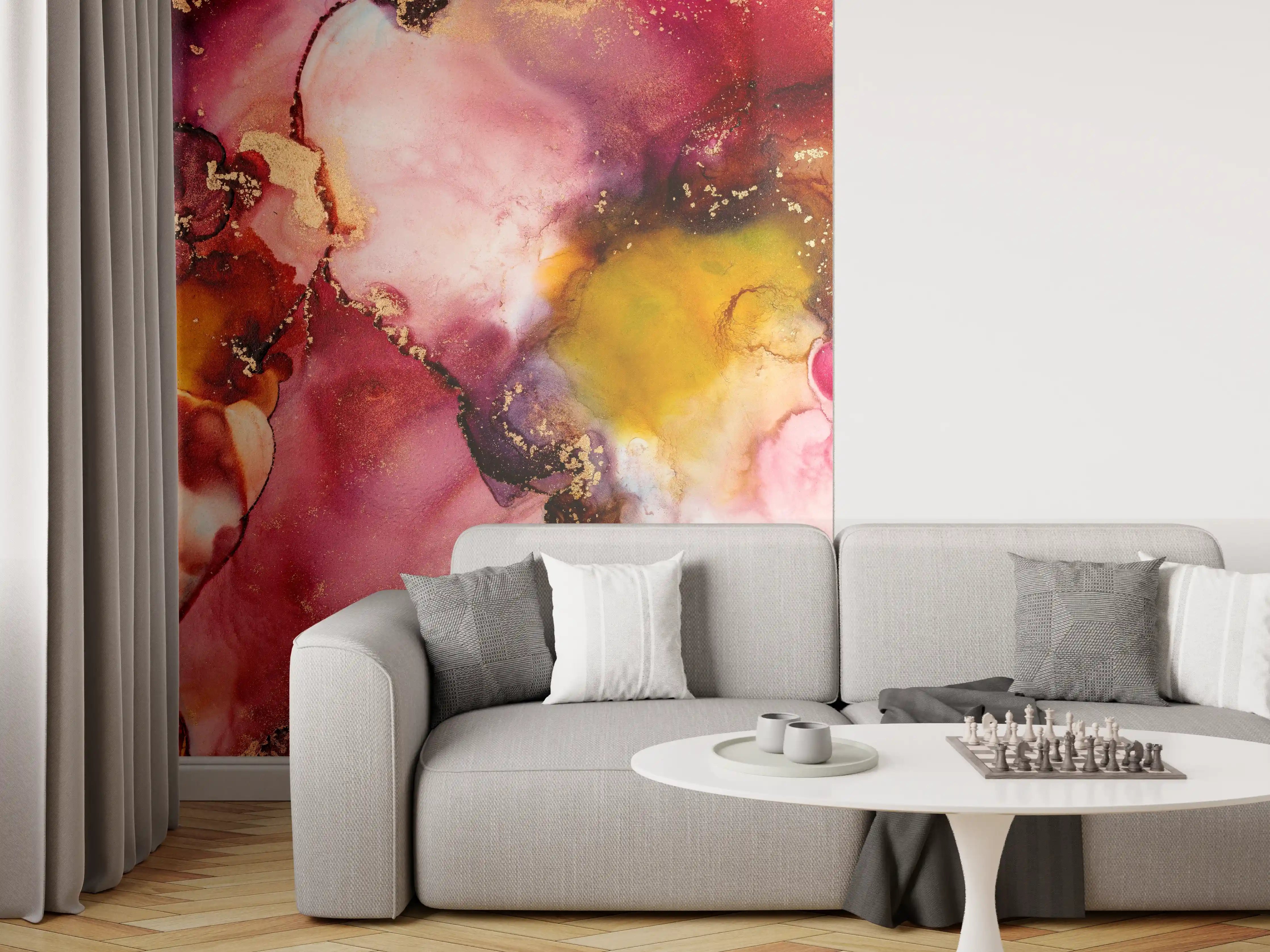 Wandverkleidung Wohnzimmer - Abstrakte Tintentextur - Flüssigkunst