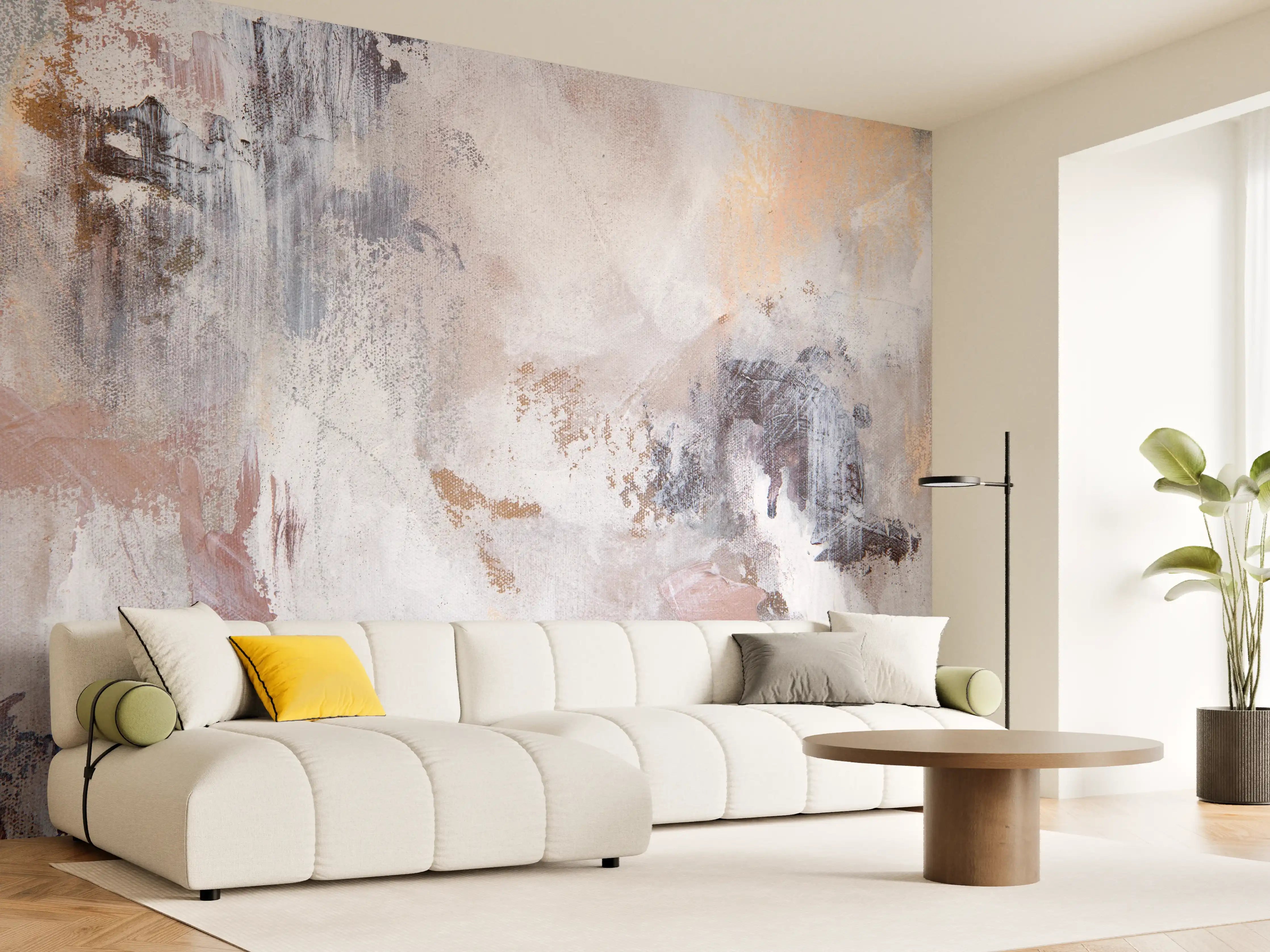 Wandverkleidung Wohnzimmer - Abstrakte Wandkunst in Neutralen Tönen