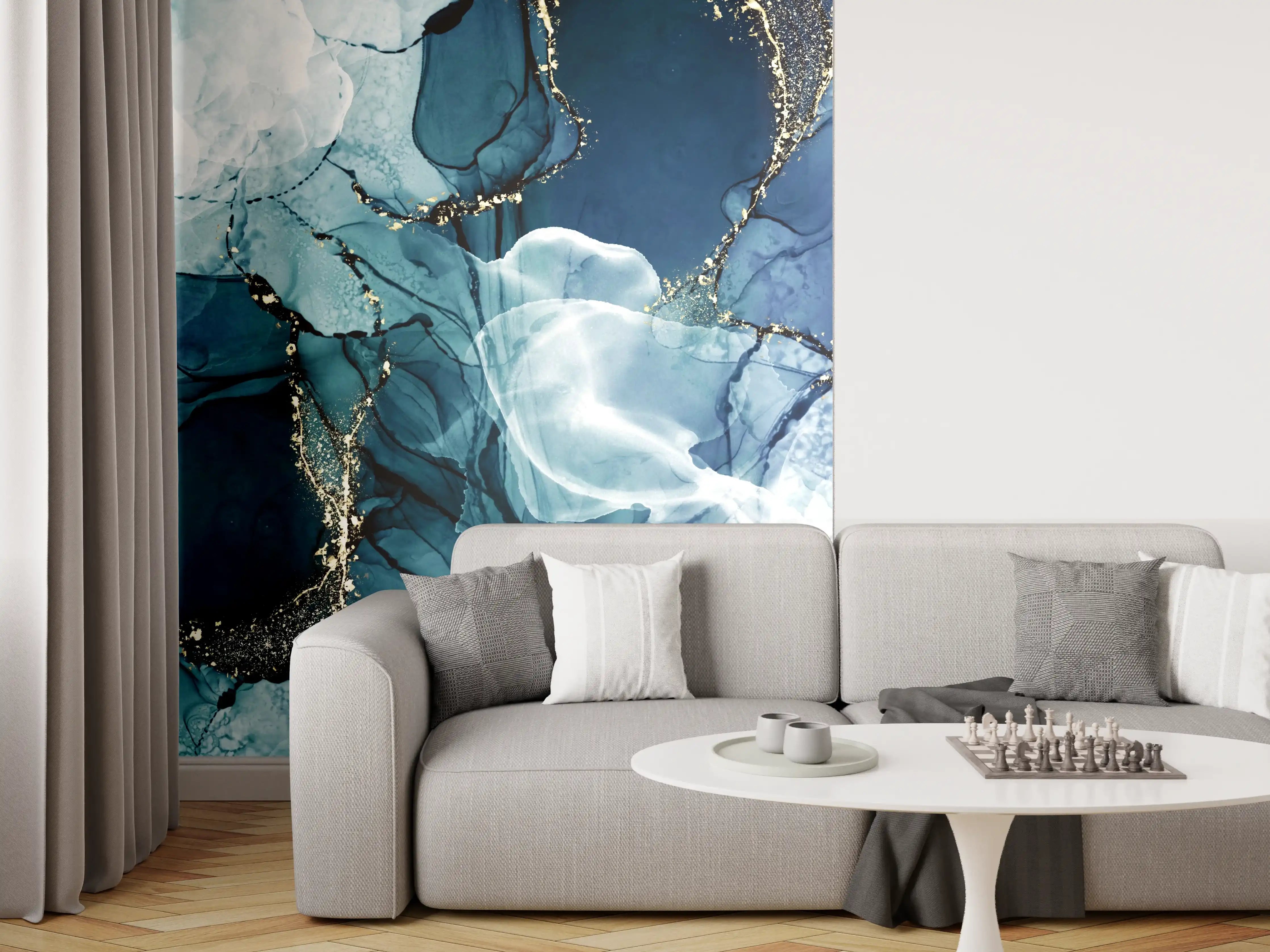 Wandverkleidung Wohnzimmer - Abstrakte Wasserfarben-Komposition