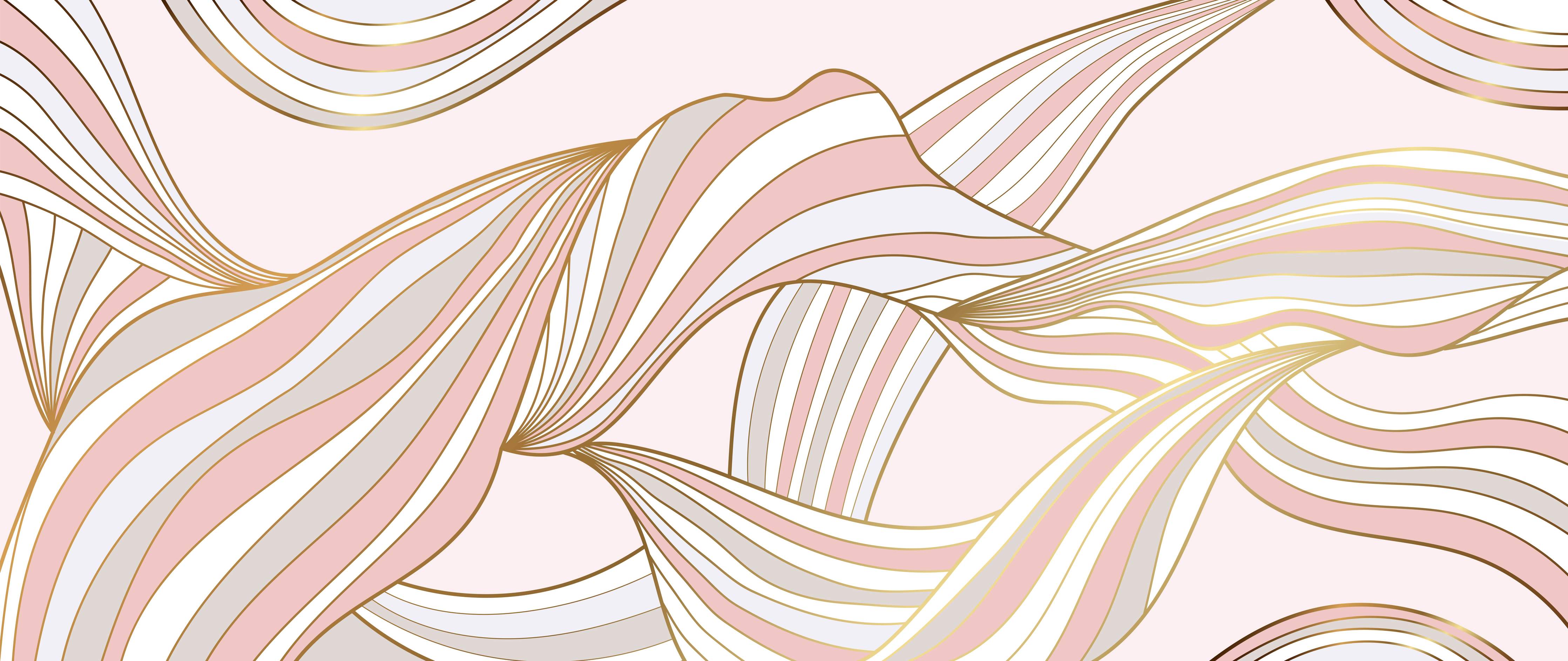Wandverkleidung Wohnzimmer-Abstrakte Wogen Rosa Gold