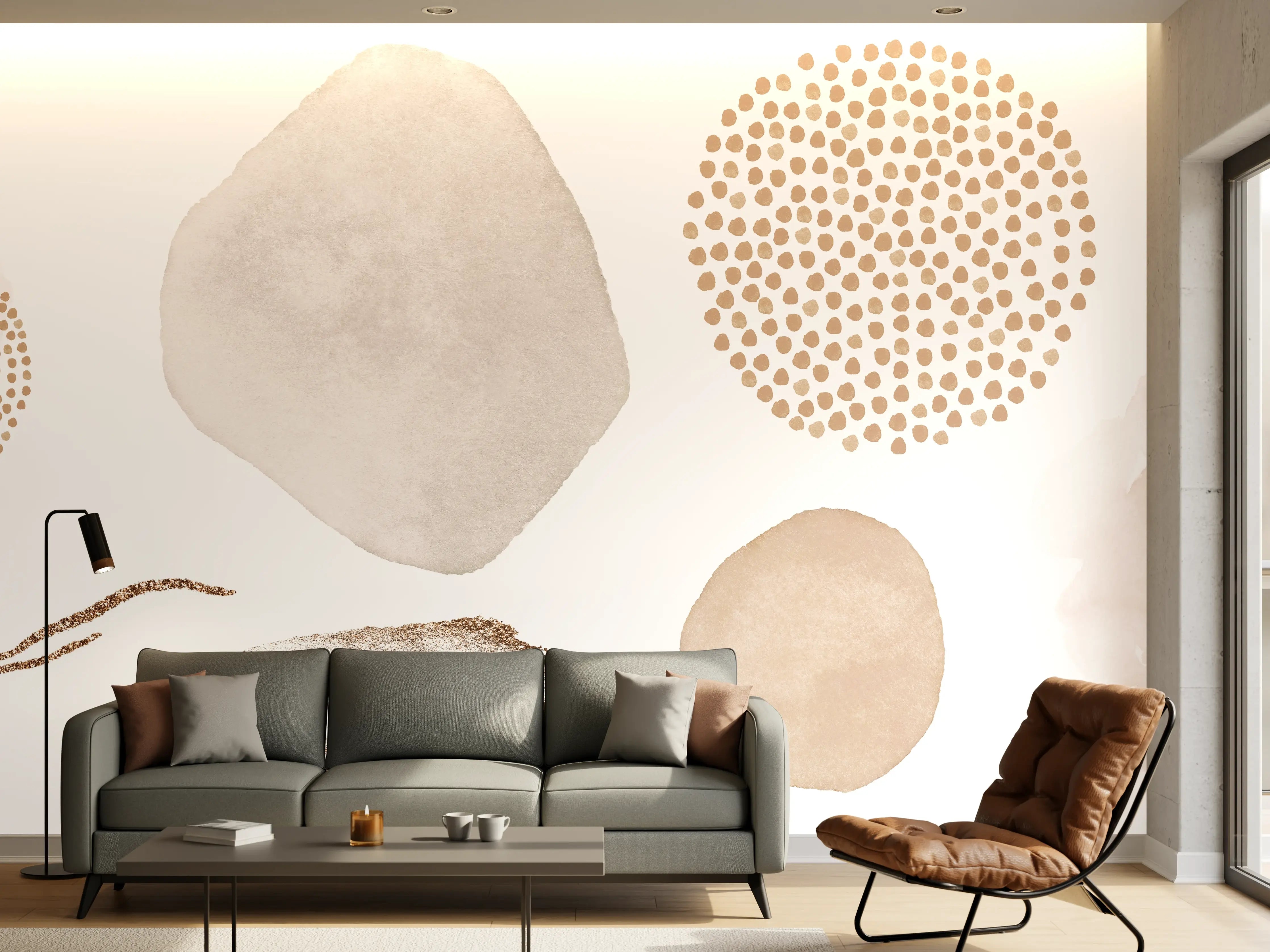 Wandverkleidung Wohnzimmer - Abstrakte blush Elemente