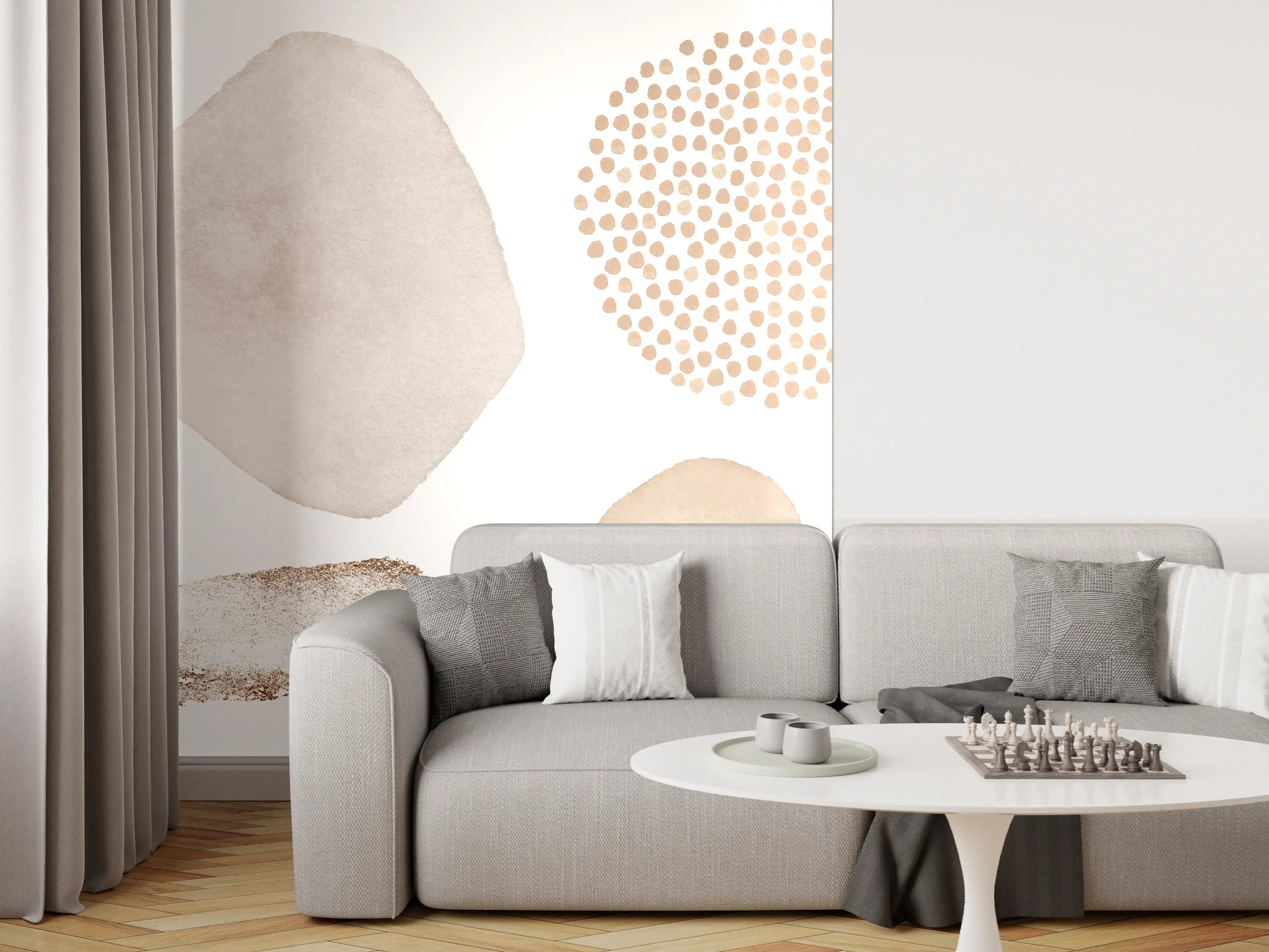 Wandverkleidung Wohnzimmer - Abstrakte blush Elemente