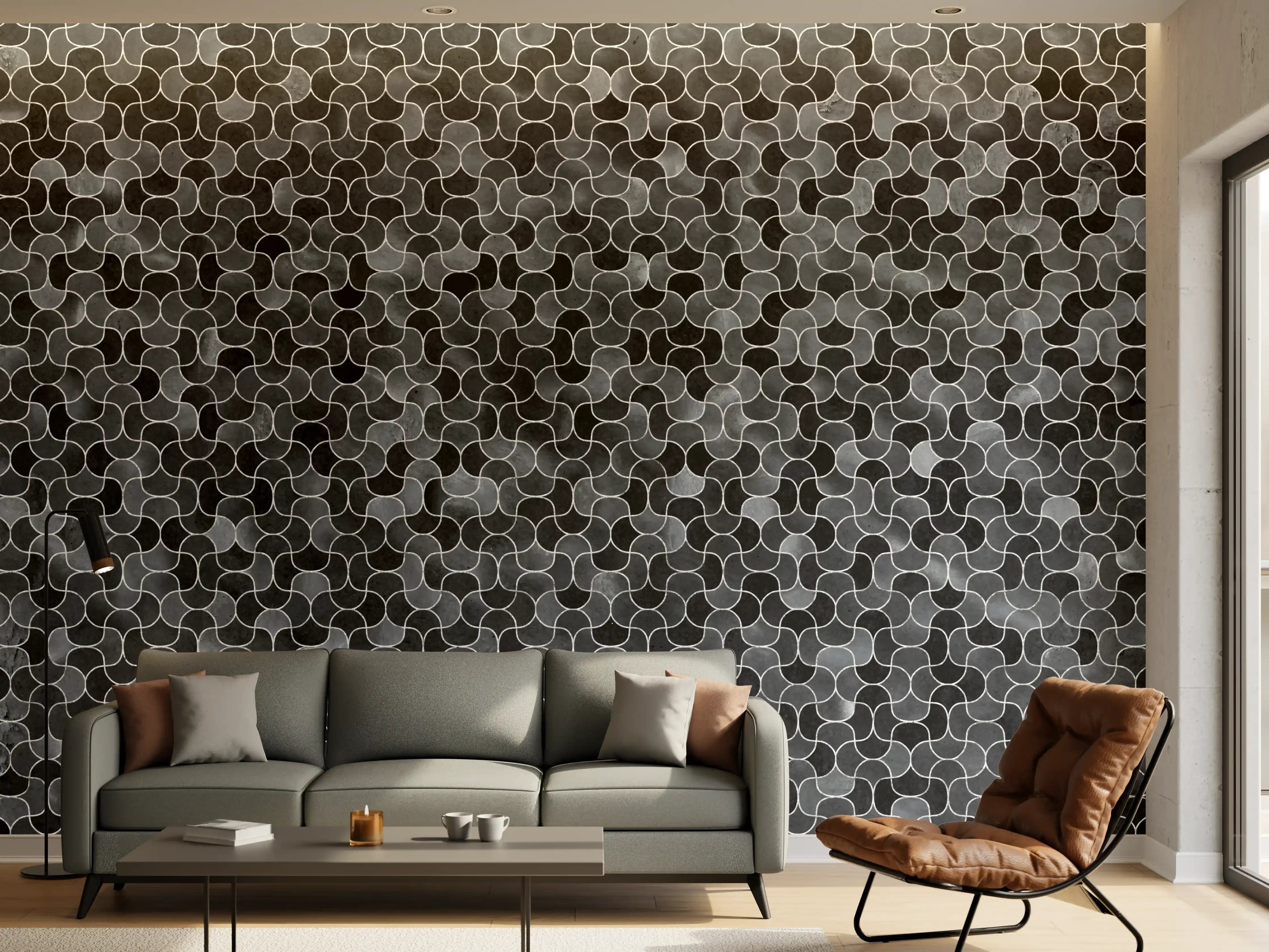 Wandverkleidung Wohnzimmer - Abstrakte schwarze Pixel Mosaik Textur