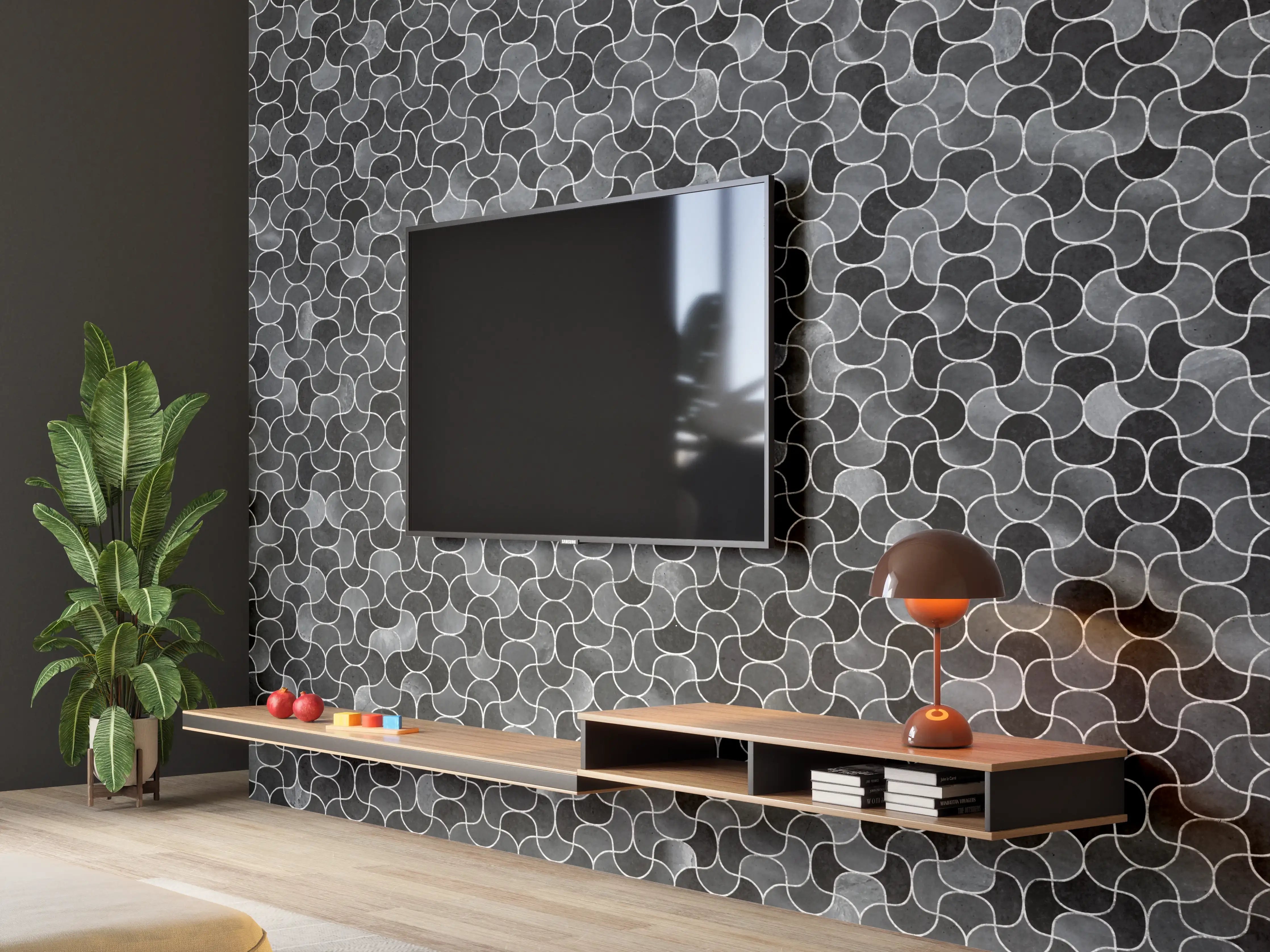Wandverkleidung Wohnzimmer - Abstrakte schwarze Pixel Mosaik Textur