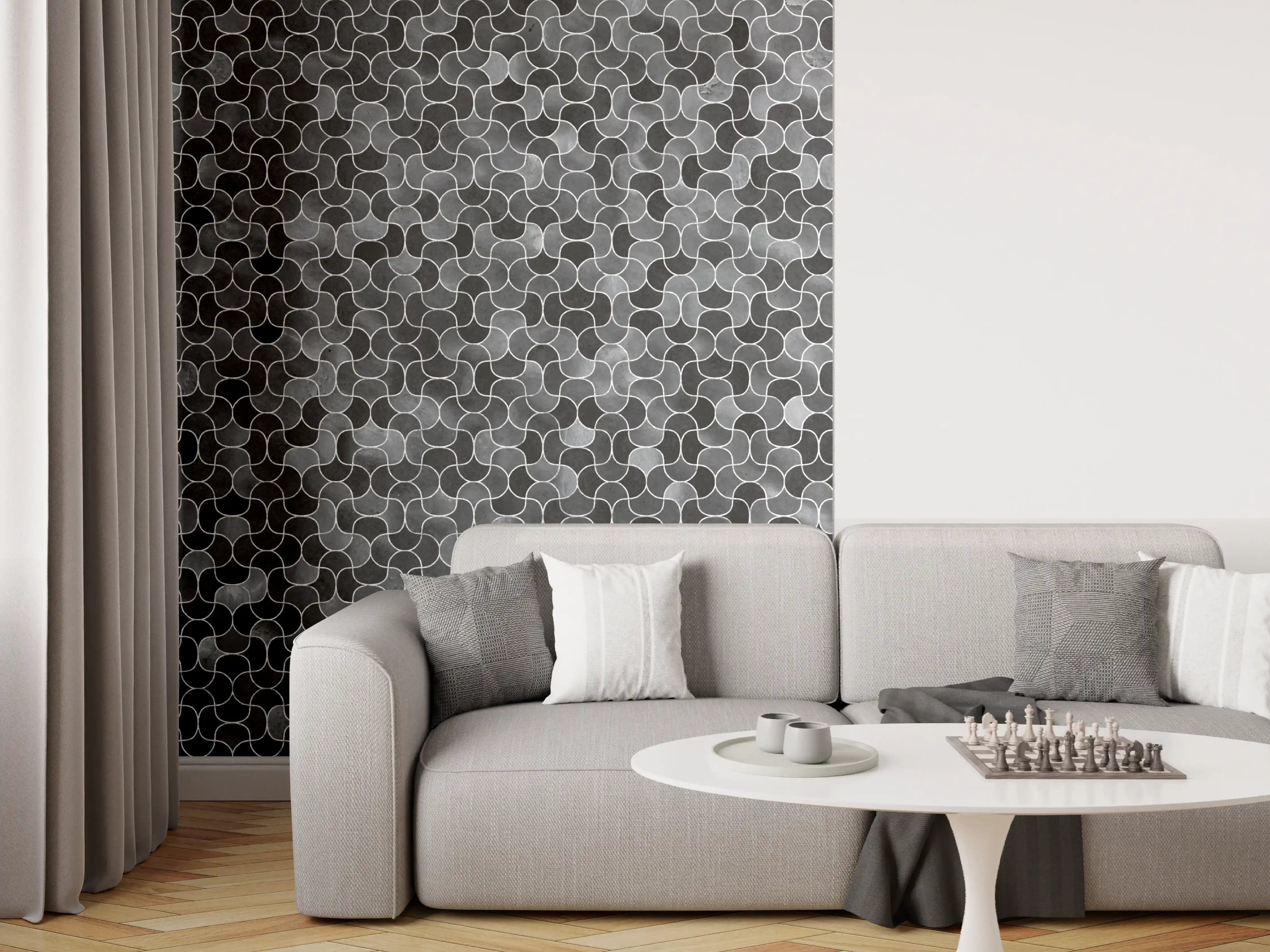 Wandverkleidung Wohnzimmer - Abstrakte schwarze Pixel Mosaik Textur