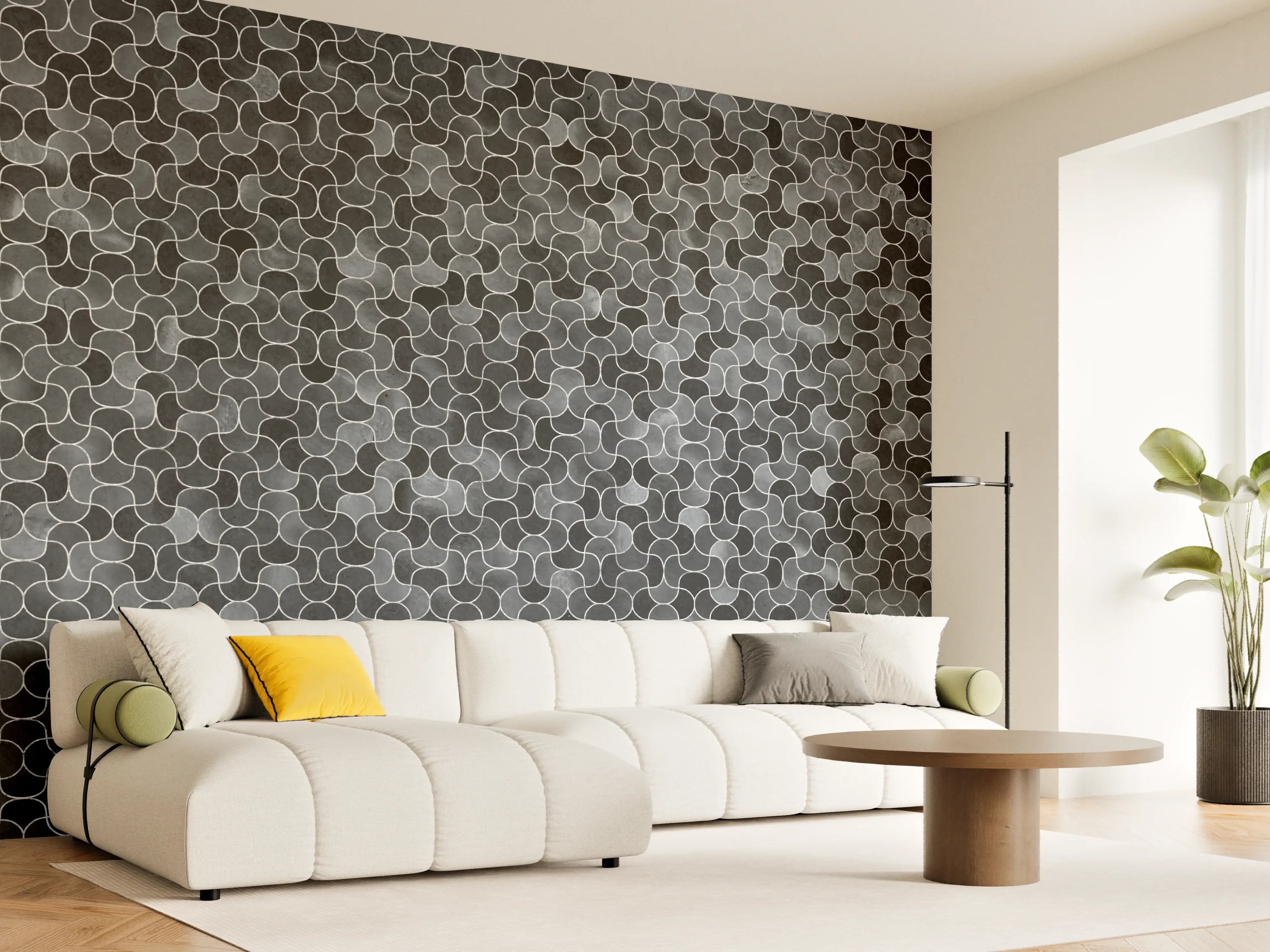 Wandverkleidung Wohnzimmer - Abstrakte schwarze Pixel Mosaik Textur