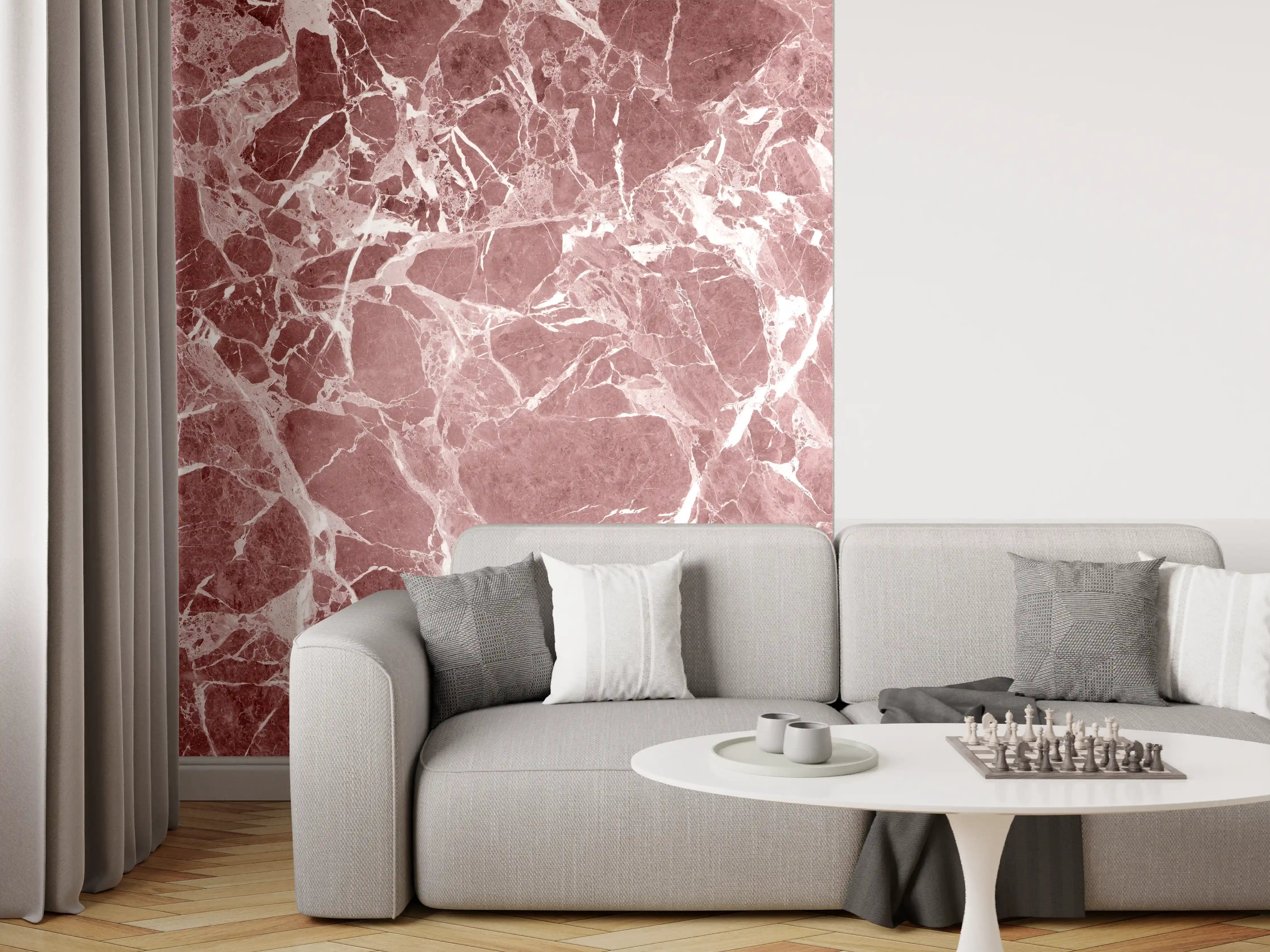 Wandverkleidung Wohnzimmer - Abstrakter roter Marmor Textur