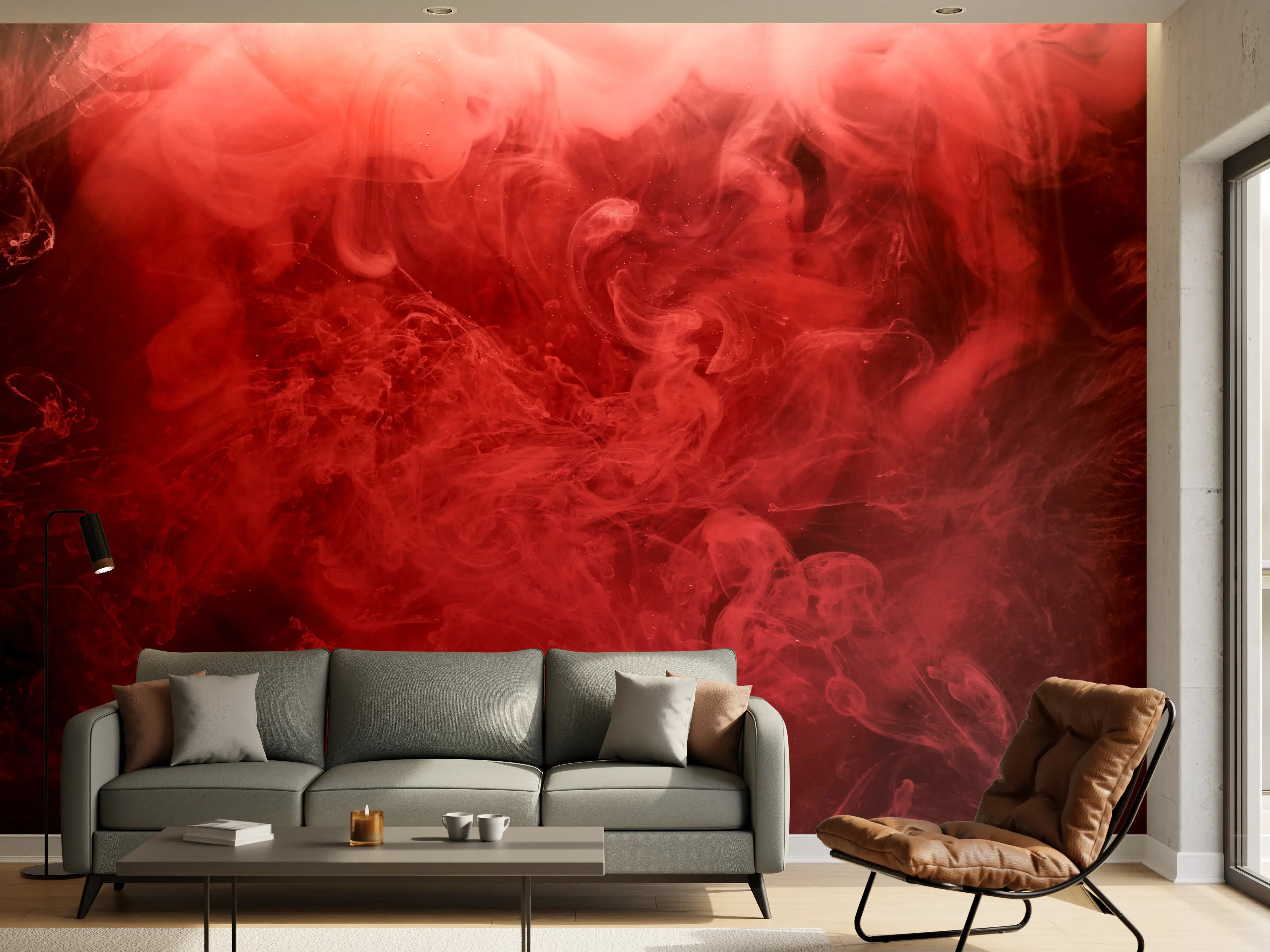 Wandverkleidung Wohnzimmer - Abstrakter roter Ozean