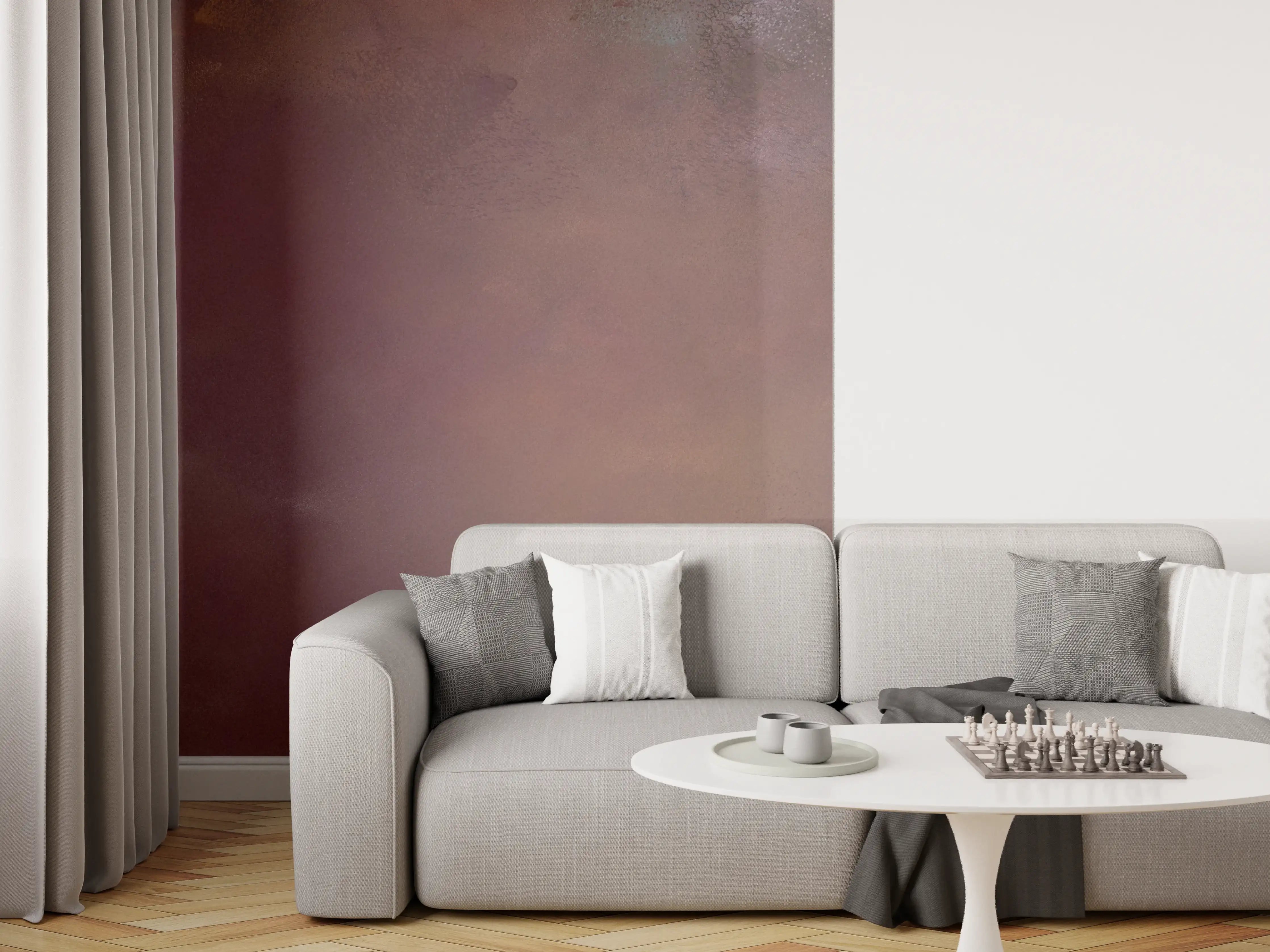 Wandverkleidung Wohnzimmer - Abstraktes Farbenspiel mit warmen Tönen