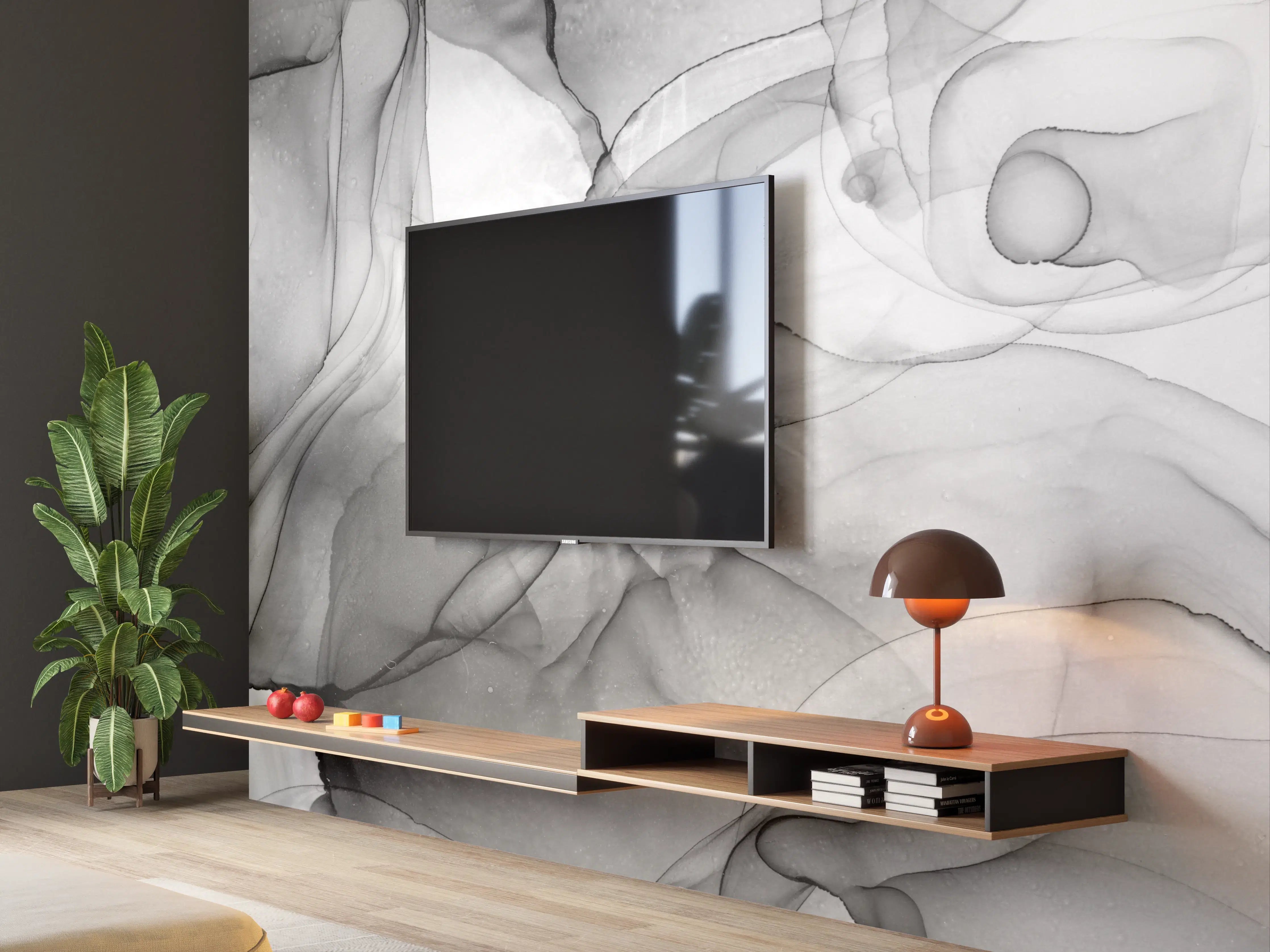 Wandverkleidung Wohnzimmer - Abstraktes Graustufenbild