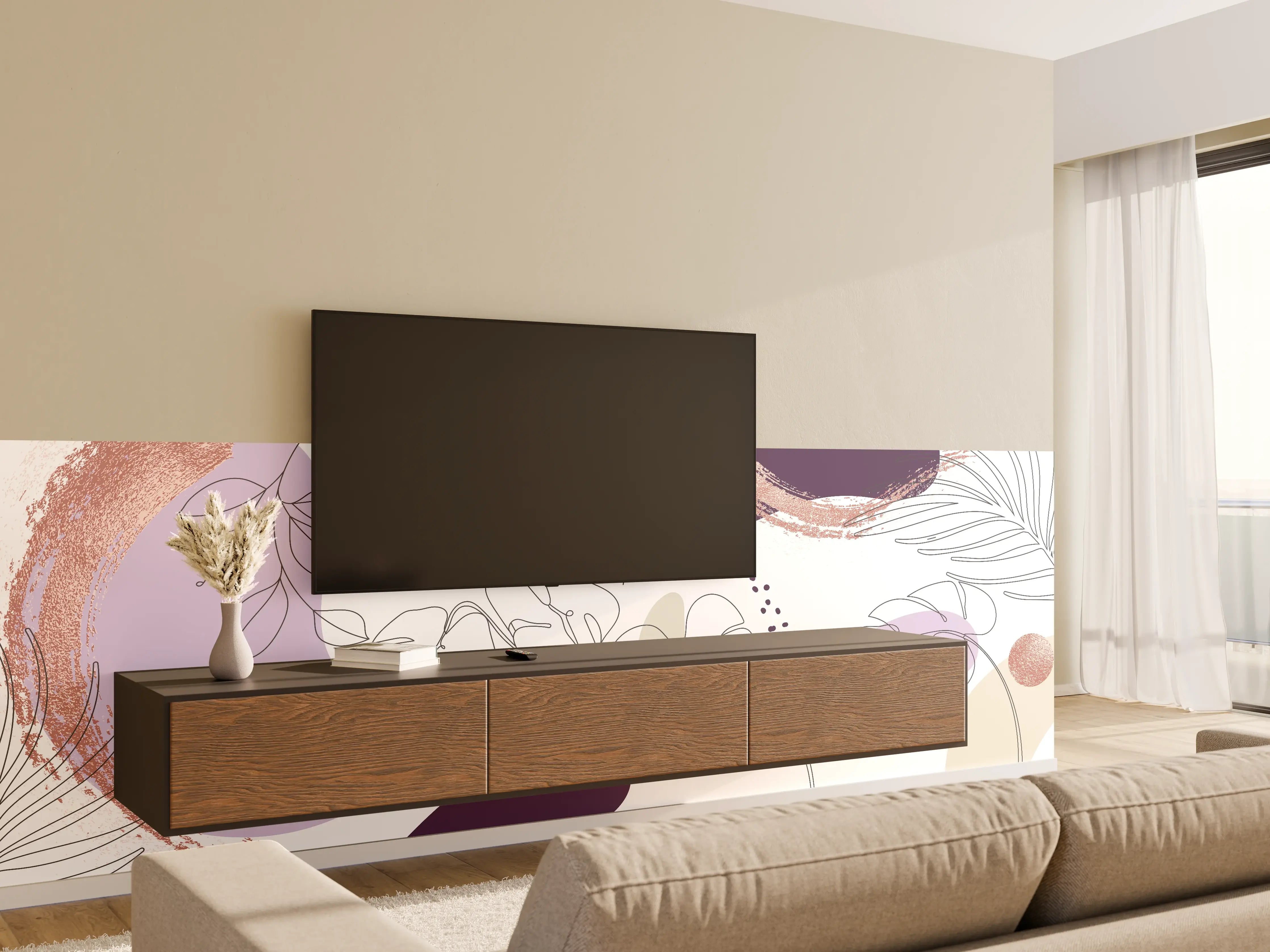 Wandverkleidung Wohnzimmer - Abstraktes Pastellfarben-Design