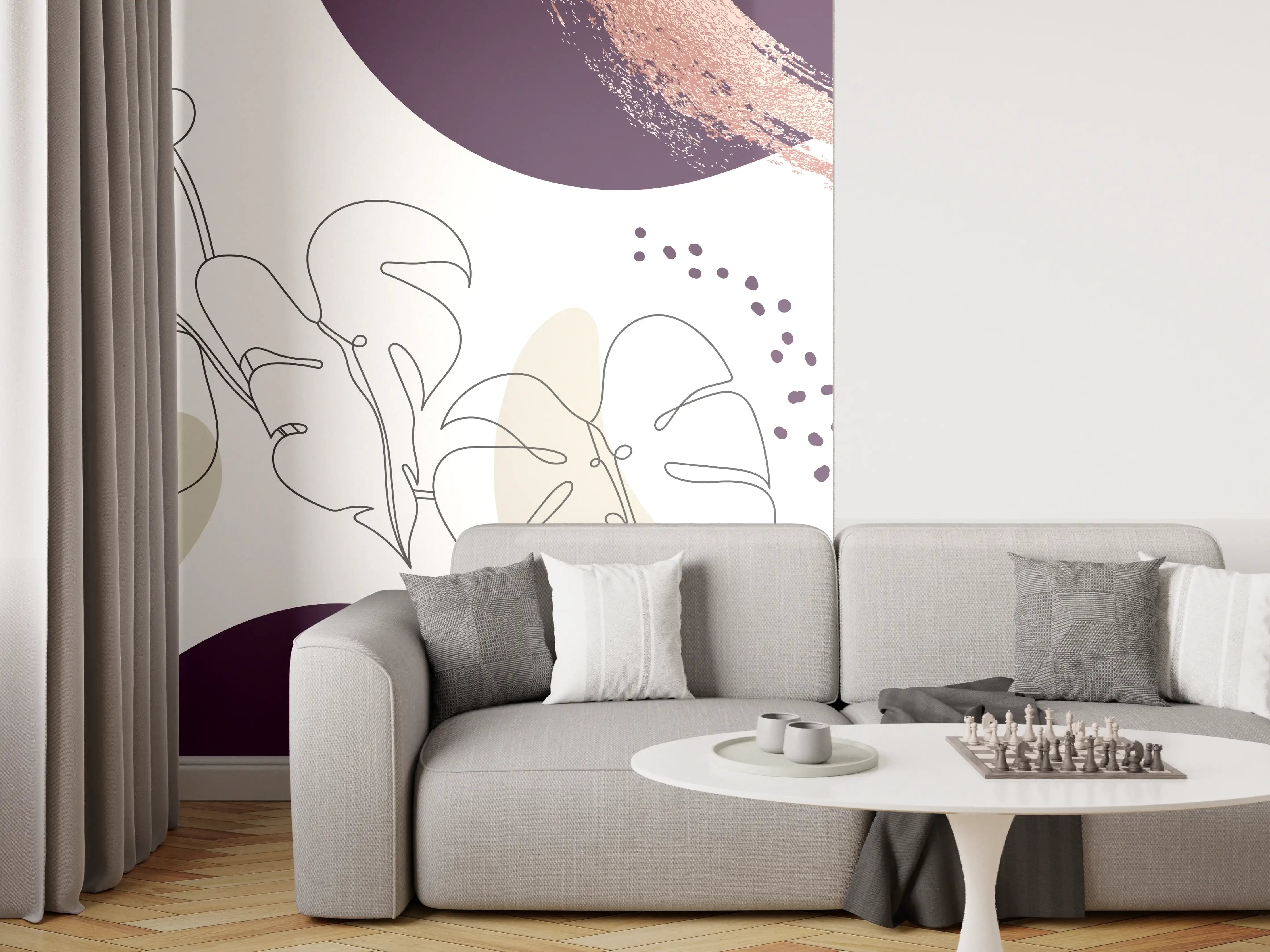 Wandverkleidung Wohnzimmer - Abstraktes Pastellfarben-Design
