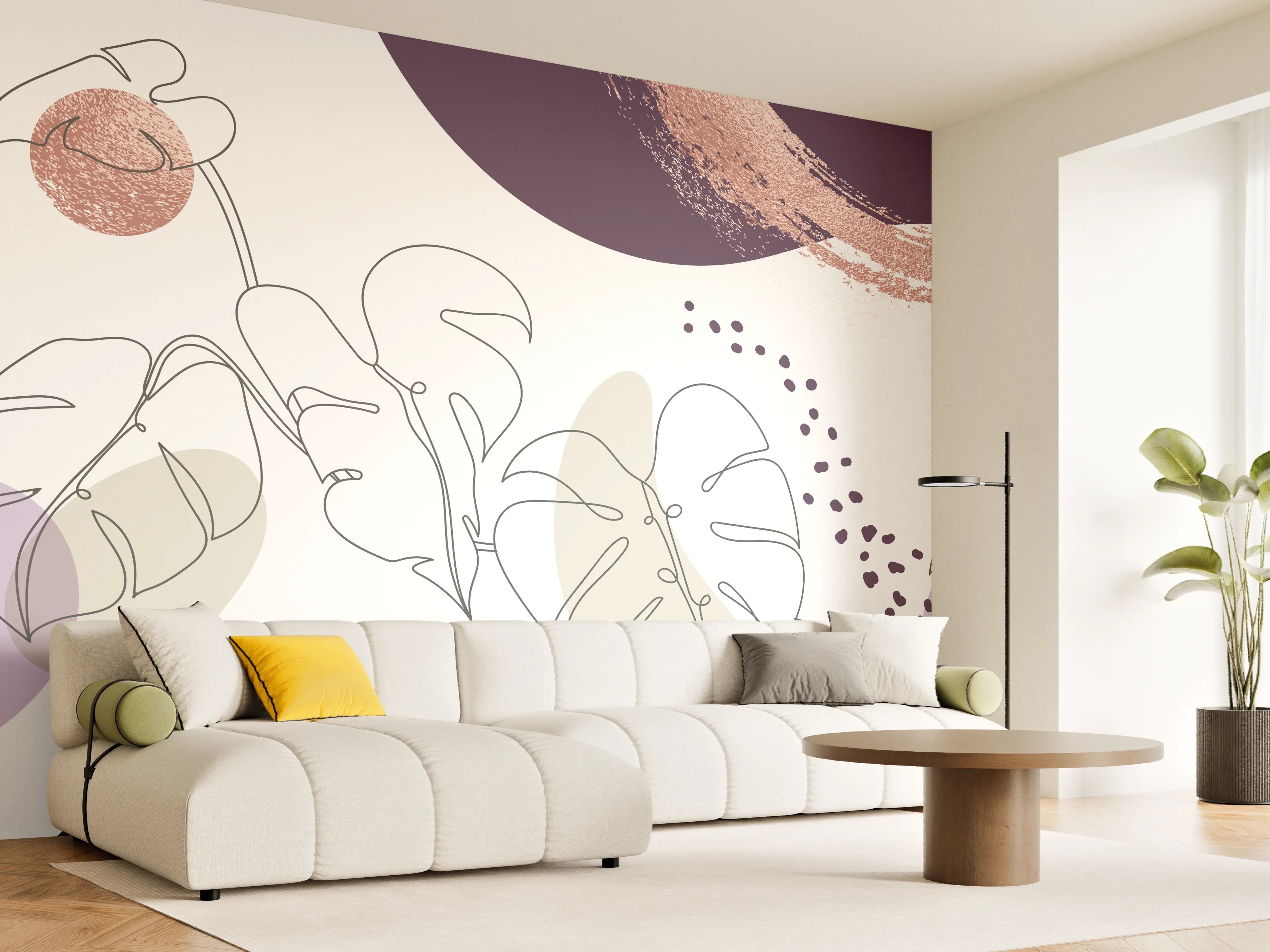 Wandverkleidung Wohnzimmer - Abstraktes Pastellfarben-Design