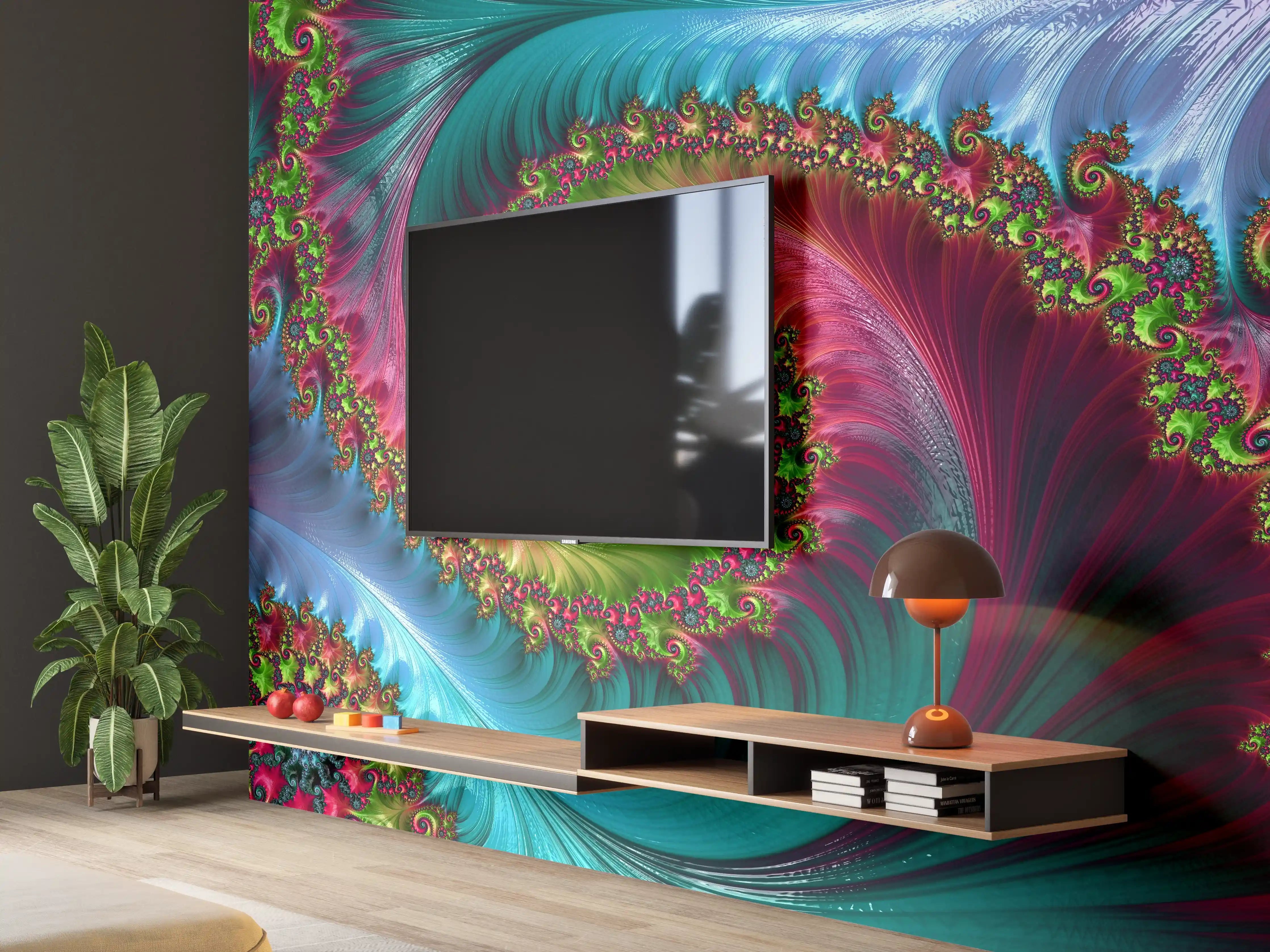 Wandverkleidung Wohnzimmer - Abstraktes Tentakelmuster