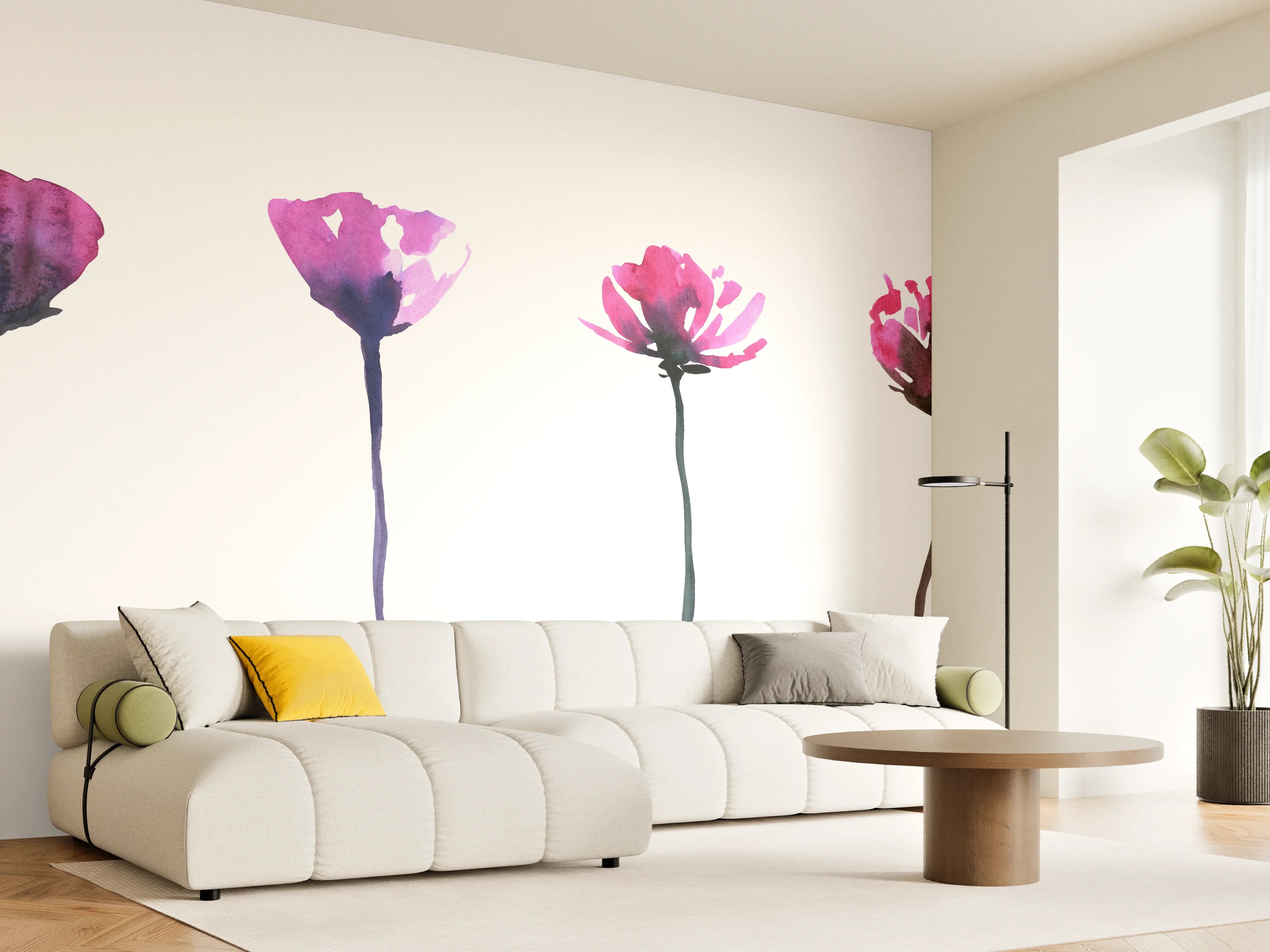 Wandverkleidung Wohnzimmer - Abstraktes modernes Blumenset