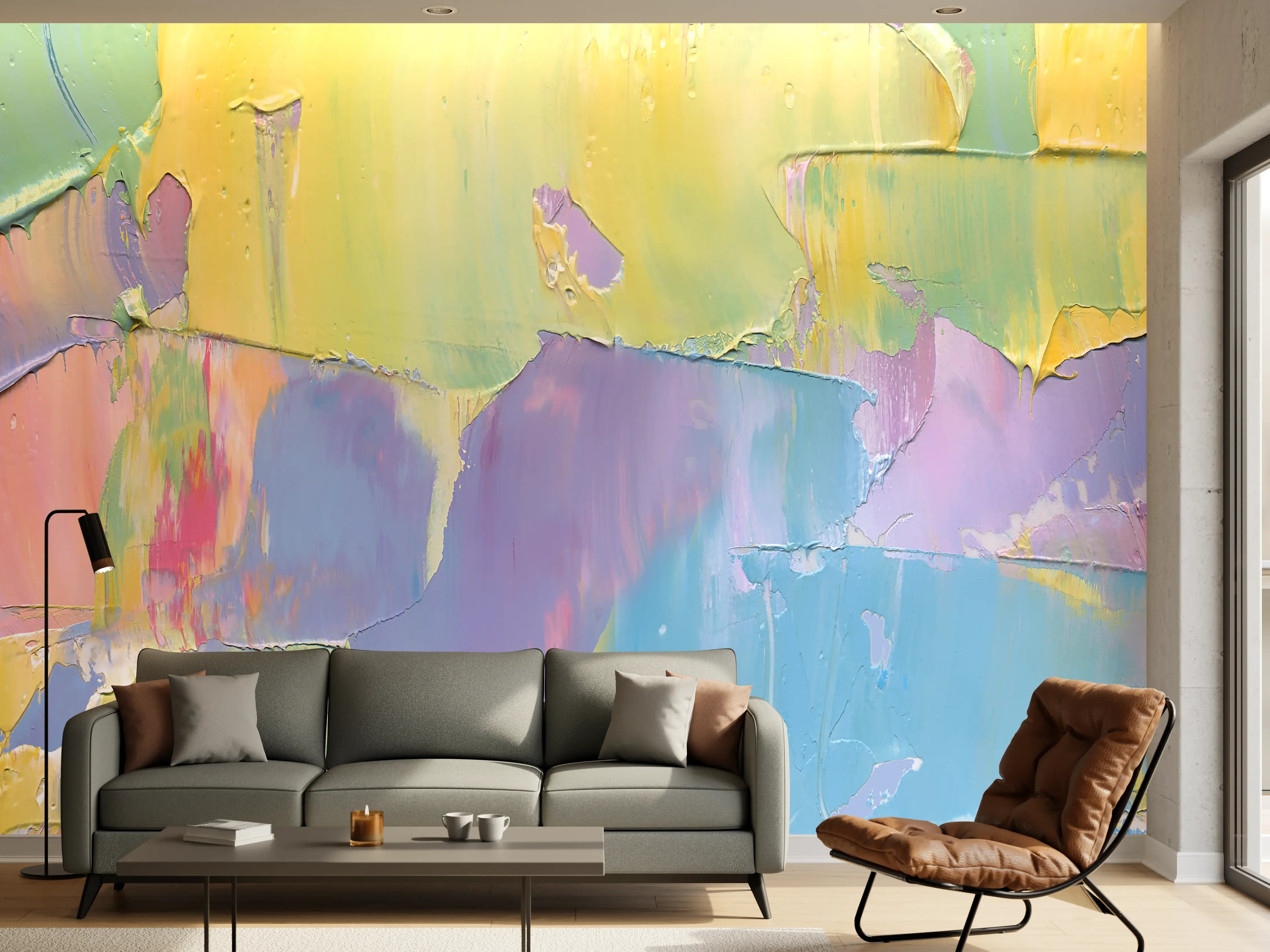 Wandverkleidung Wohnzimmer - Acryl Kunstwerk - bunt