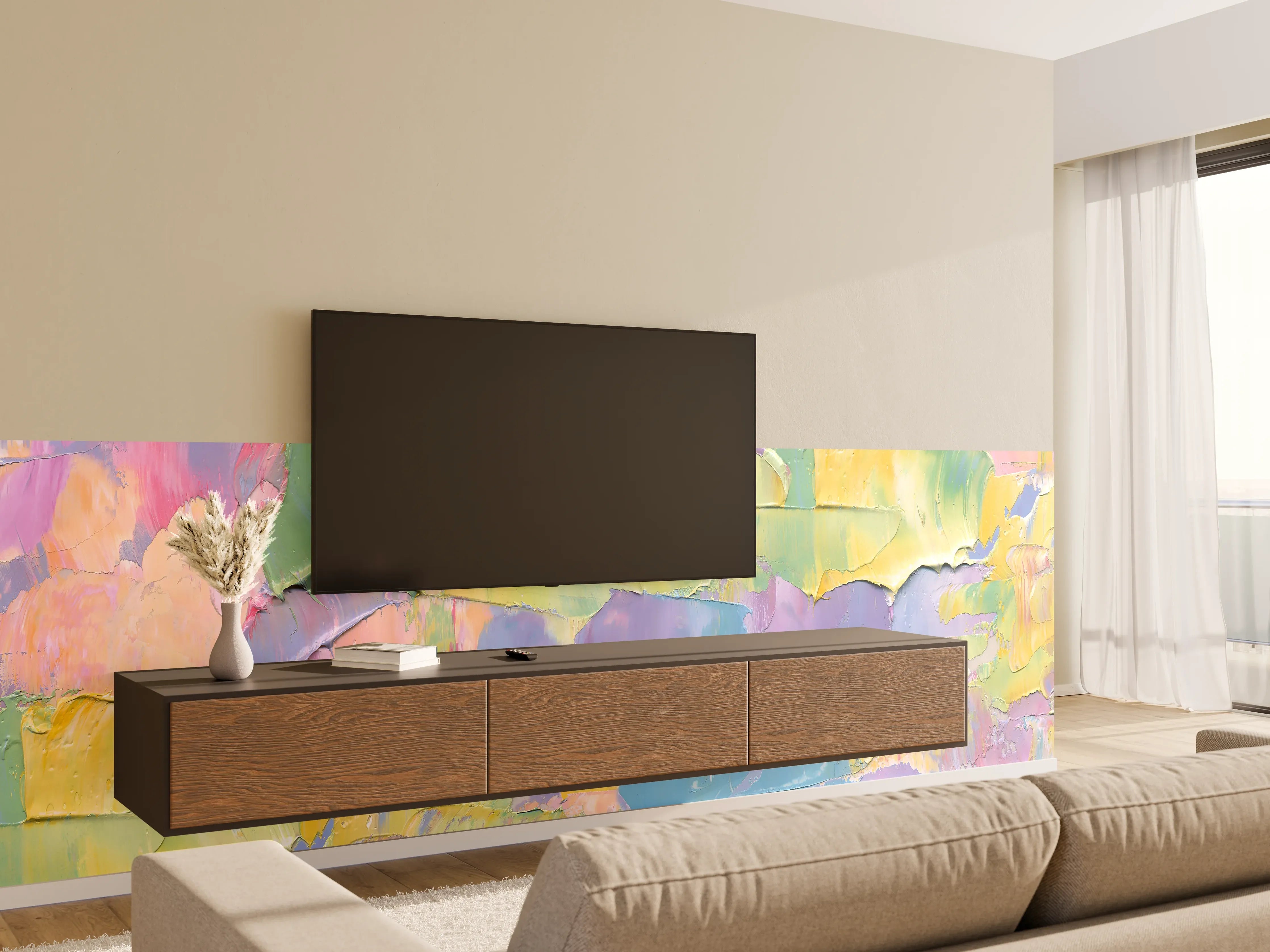 Wandverkleidung Wohnzimmer - Acryl Kunstwerk - bunt