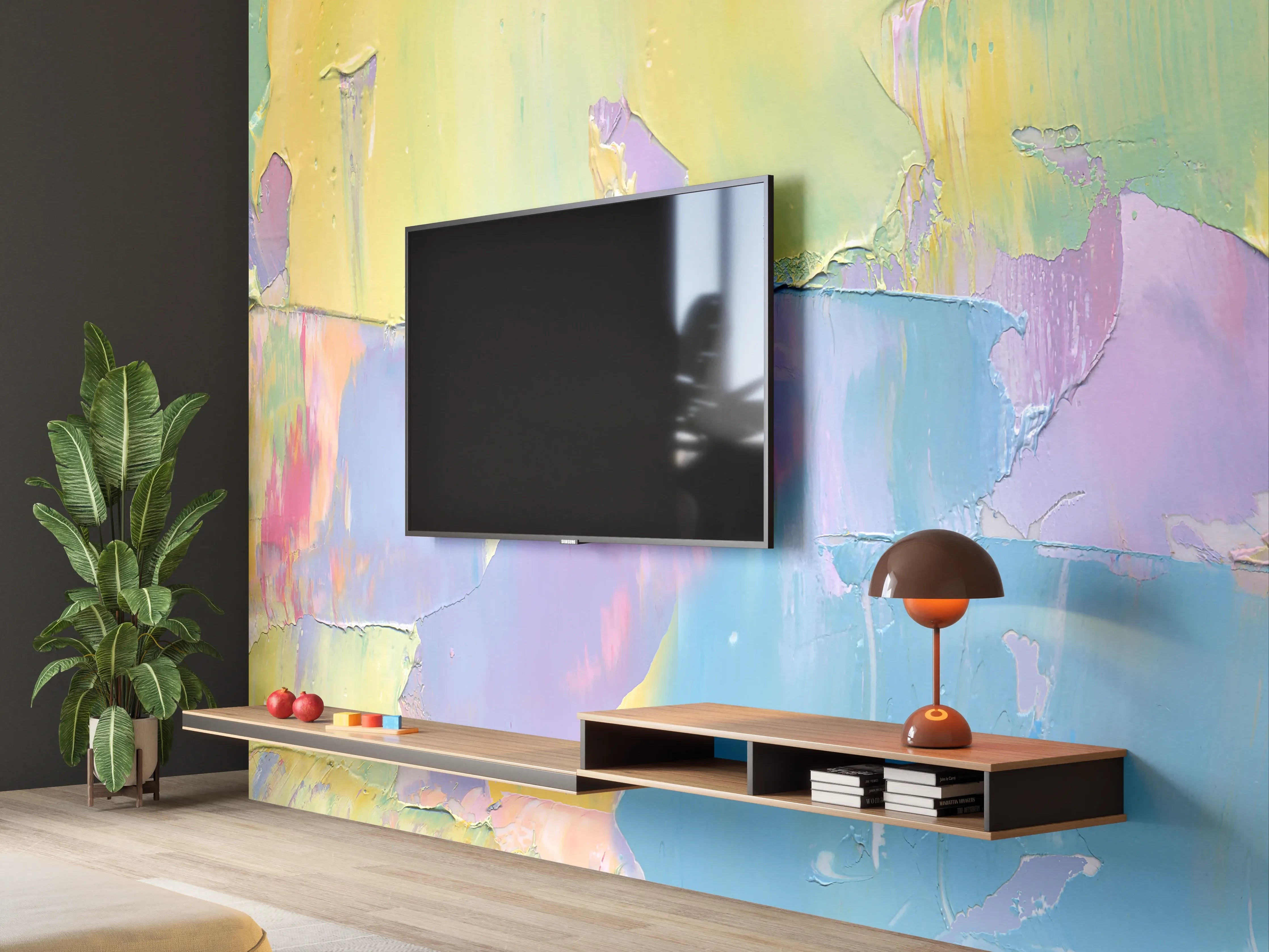 Wandverkleidung Wohnzimmer - Acryl Kunstwerk - bunt