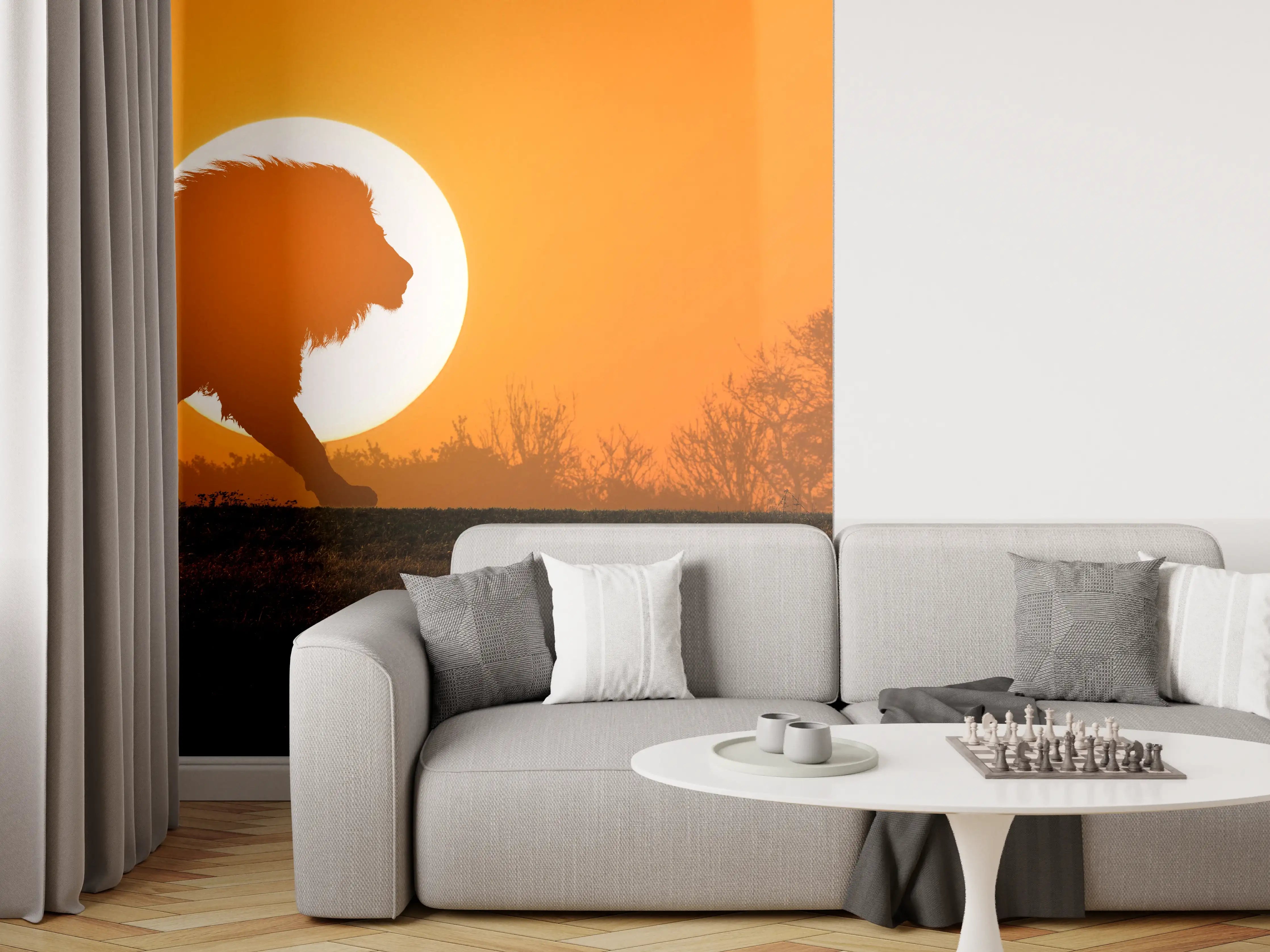 Wandverkleidung Wohnzimmer - Afrikanische Landschaft bei Sonnenuntergang