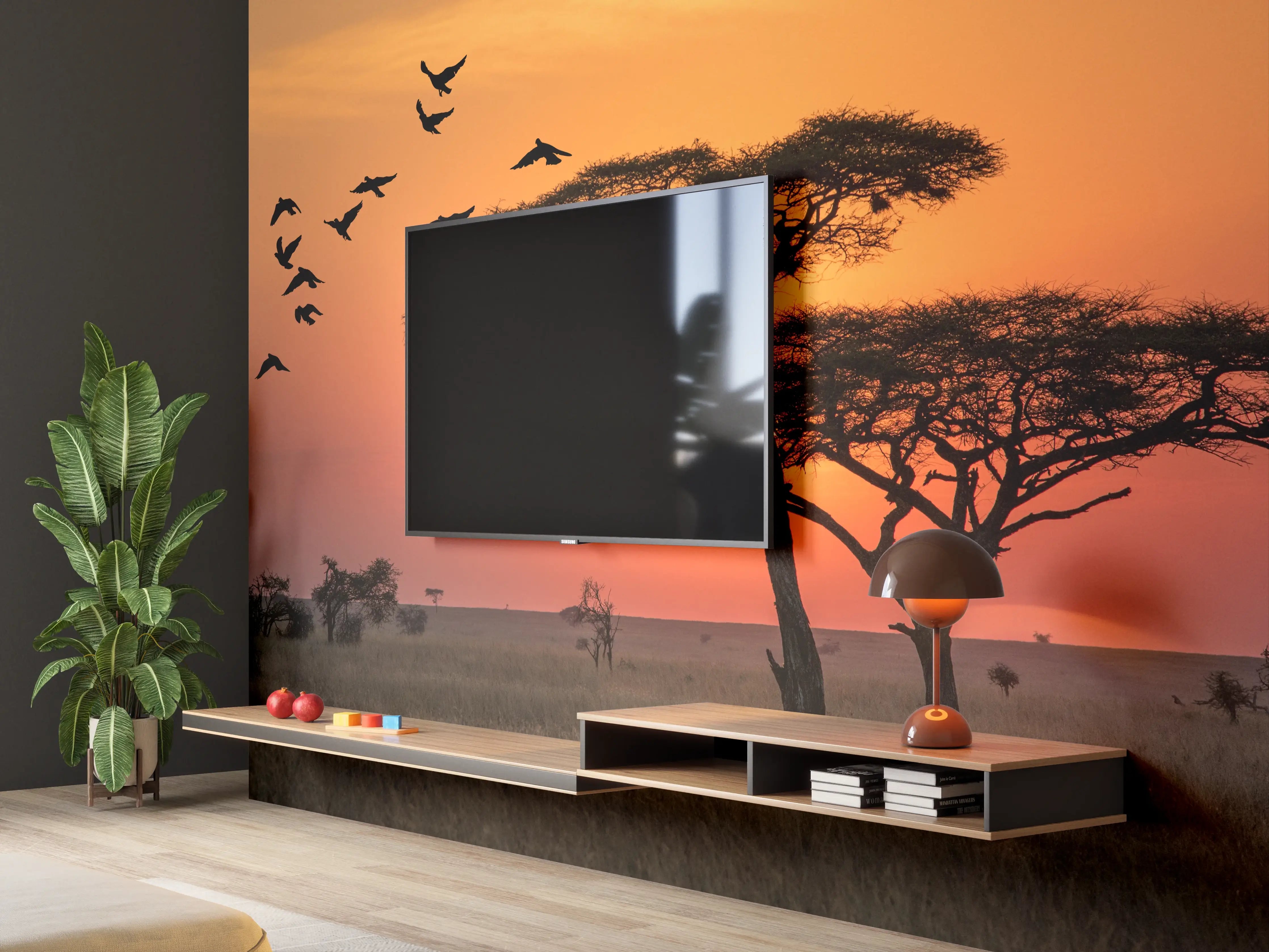 Wandverkleidung Wohnzimmer - Afrikanische Safari at Sunset
