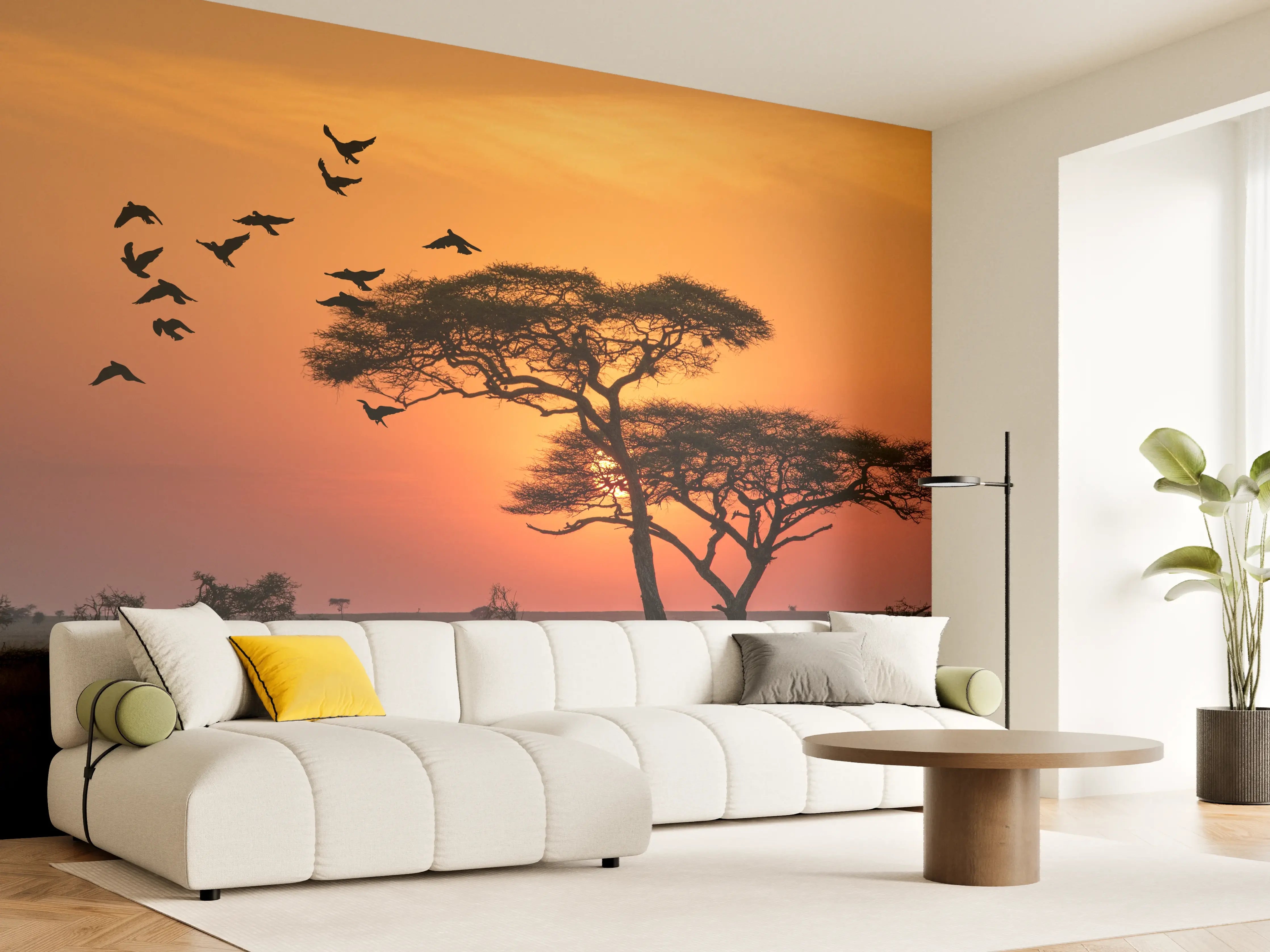 Wandverkleidung Wohnzimmer - Afrikanische Safari at Sunset