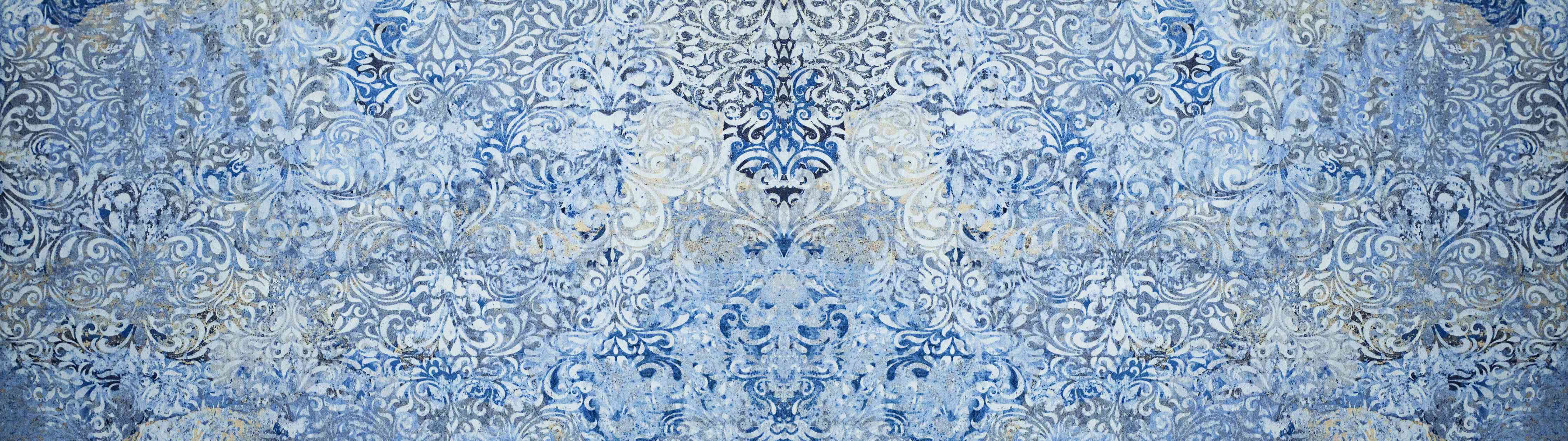 Wandverkleidung Wohnzimmer-Alt blau graues vintage Fliesenmuster