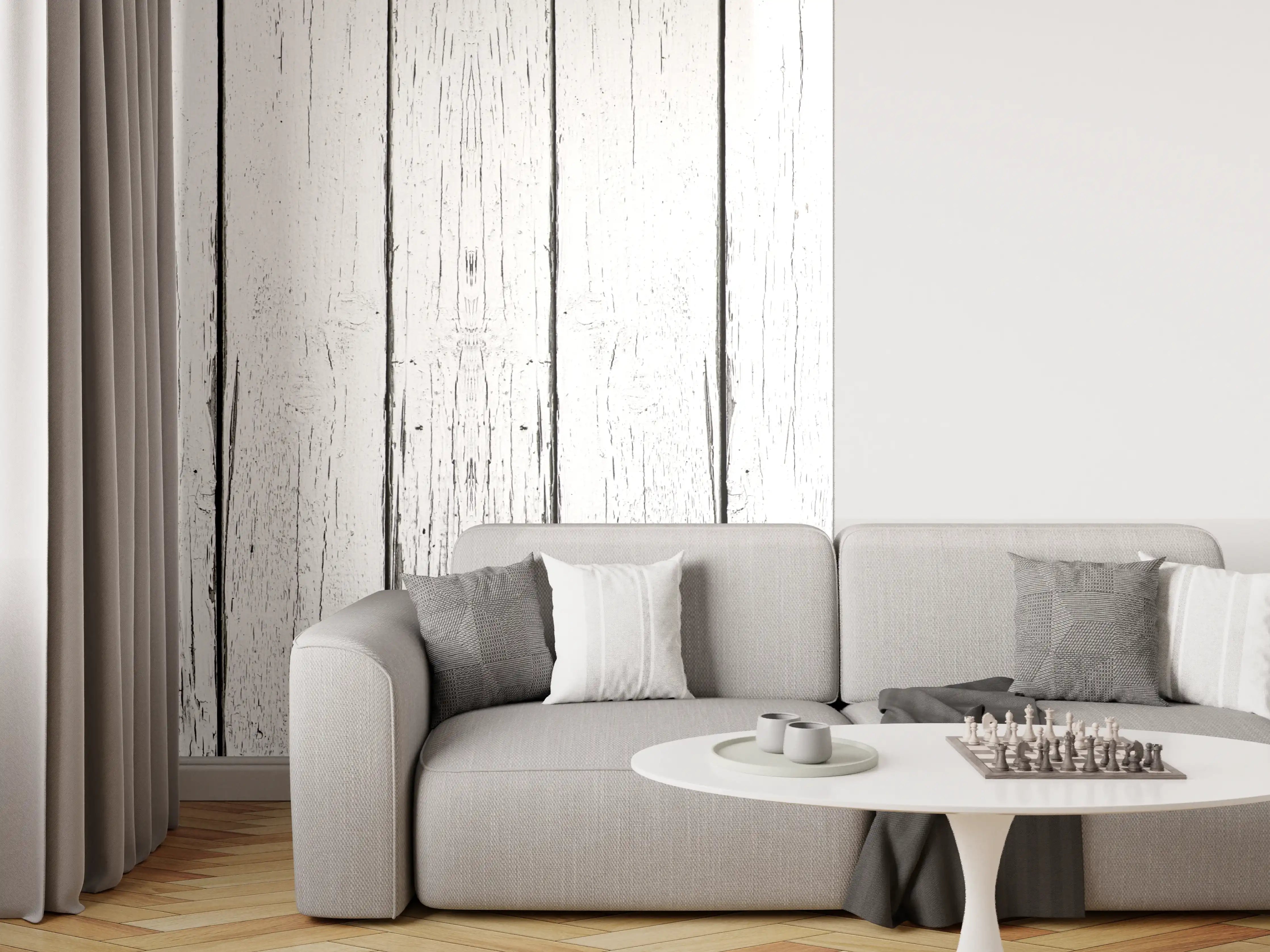 Wandverkleidung Wohnzimmer - Alt weiß lackierter Holzzaun
