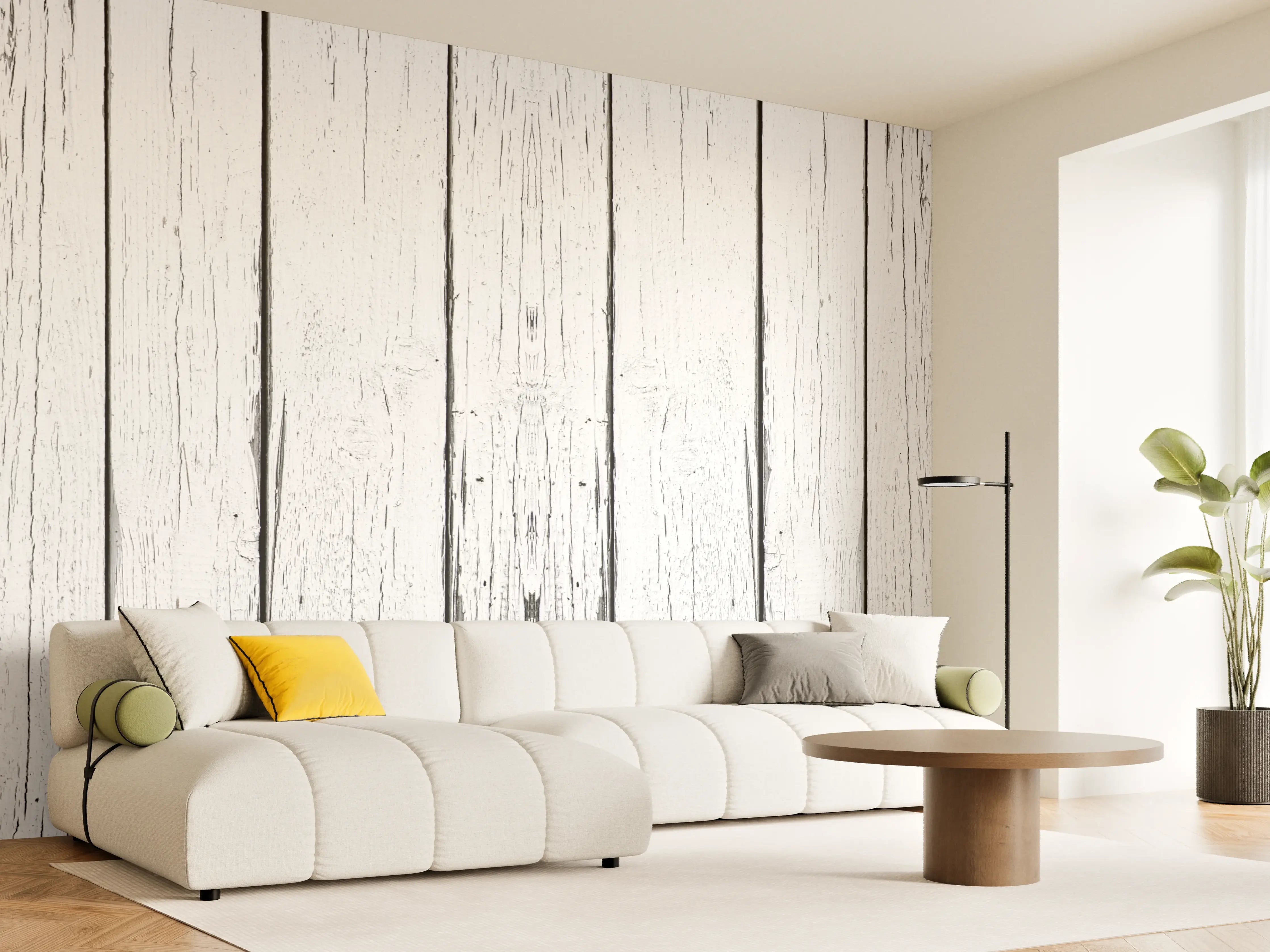 Wandverkleidung Wohnzimmer - Alt weiß lackierter Holzzaun