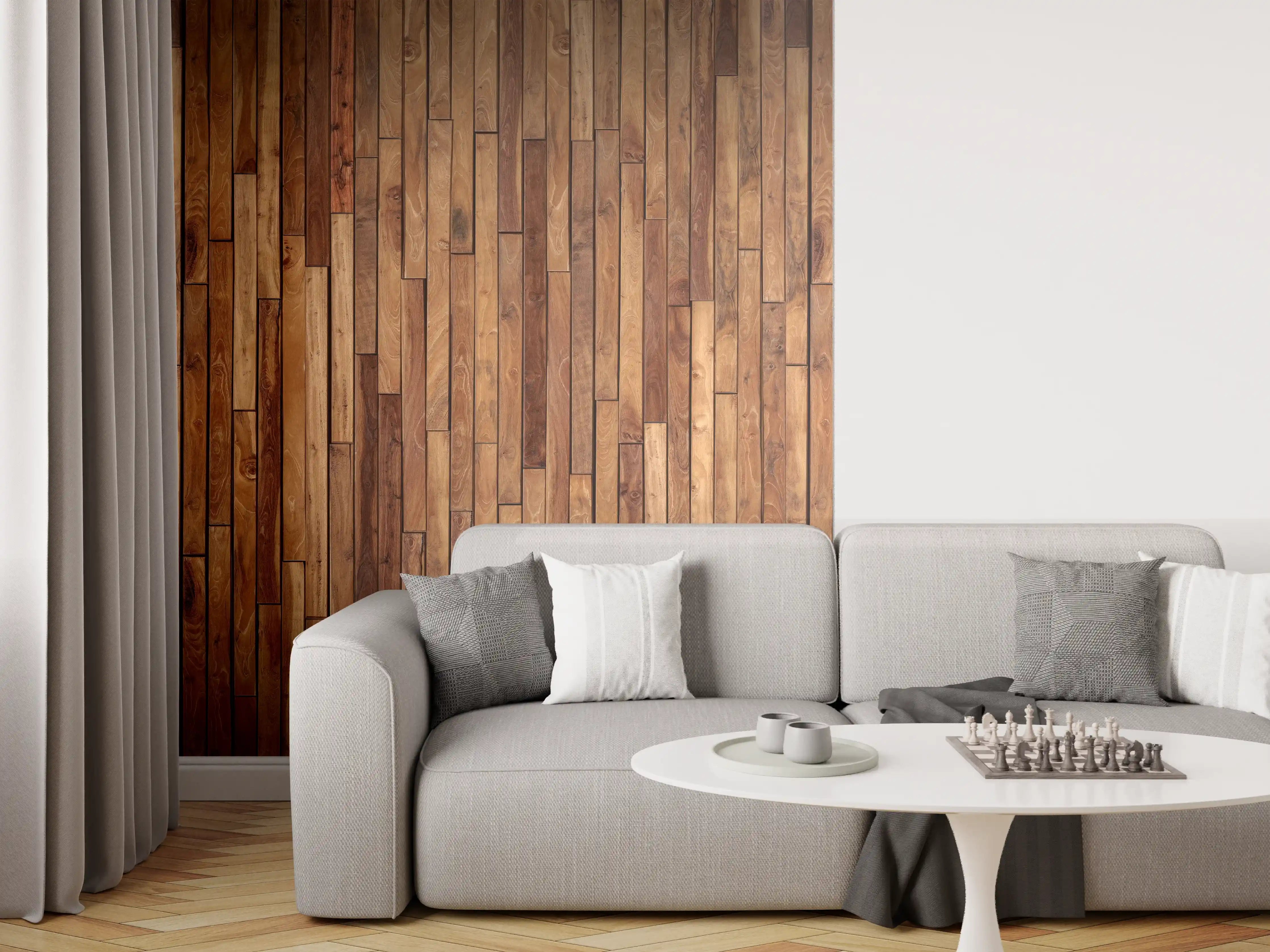 Wandverkleidung Wohnzimmer - Alte Kiefernholz Planken