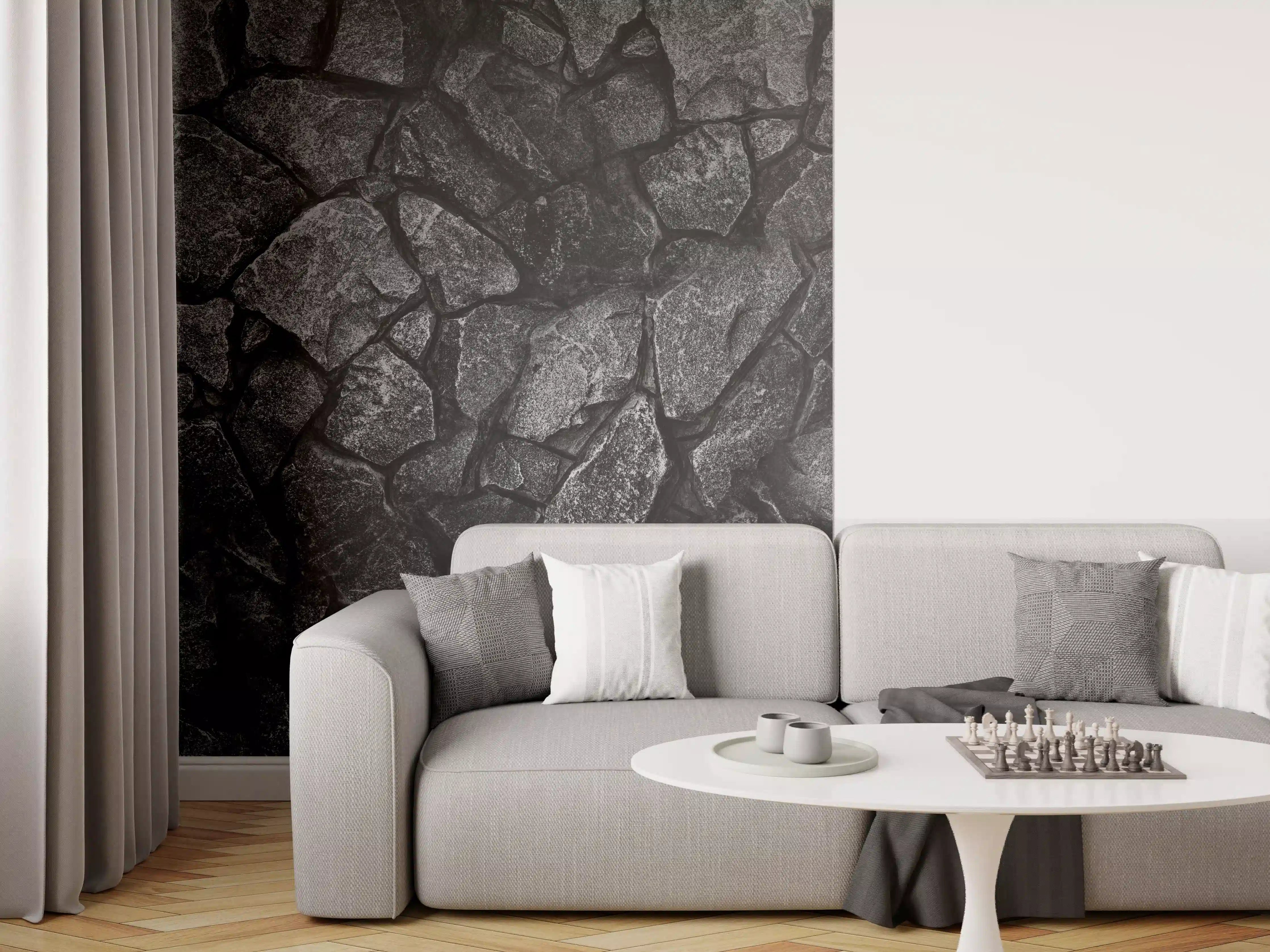 Wandverkleidung Wohnzimmer - Alte Steinmauer - Hintergrund