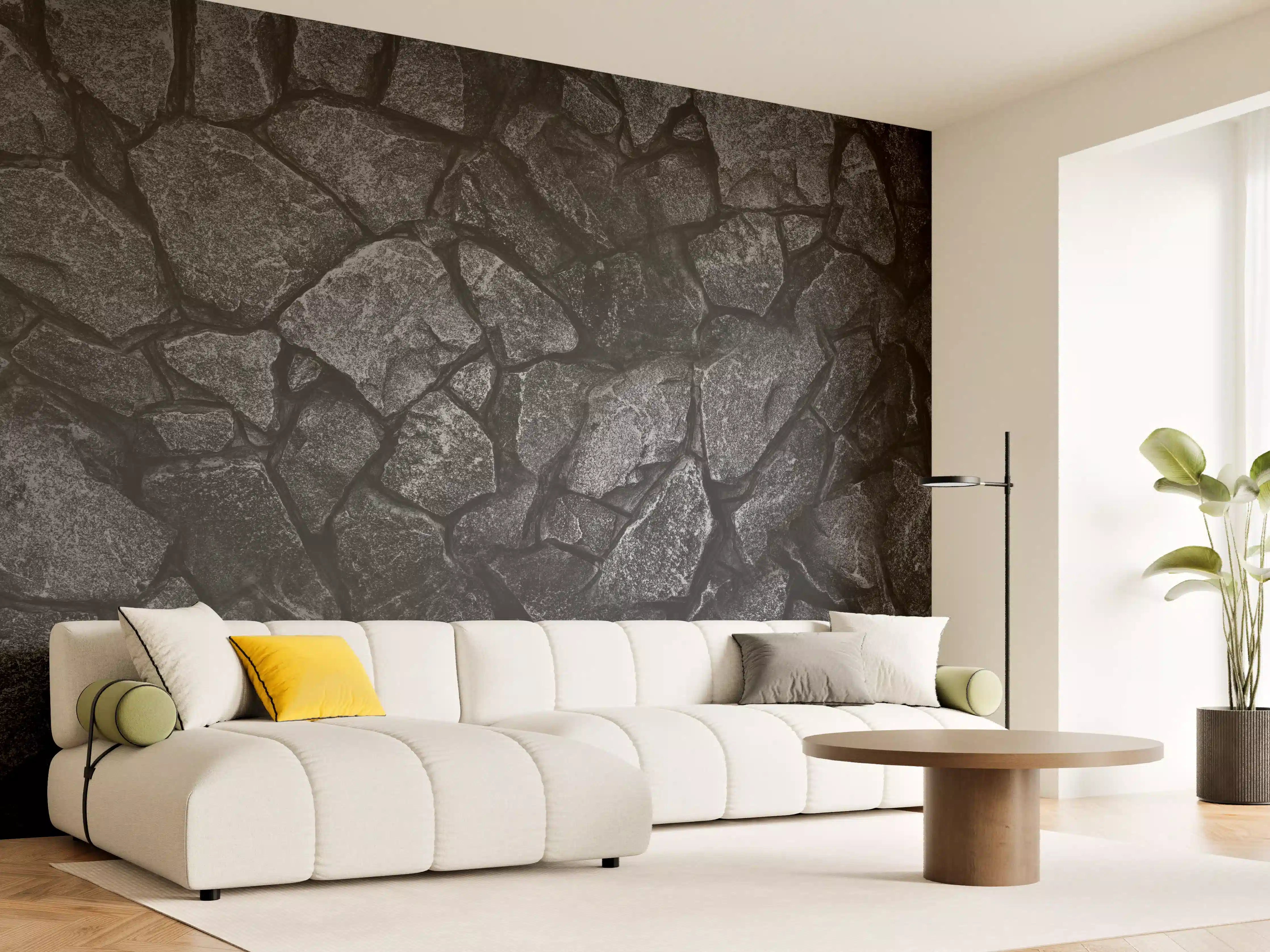 Wandverkleidung Wohnzimmer - Alte Steinmauer - Hintergrund