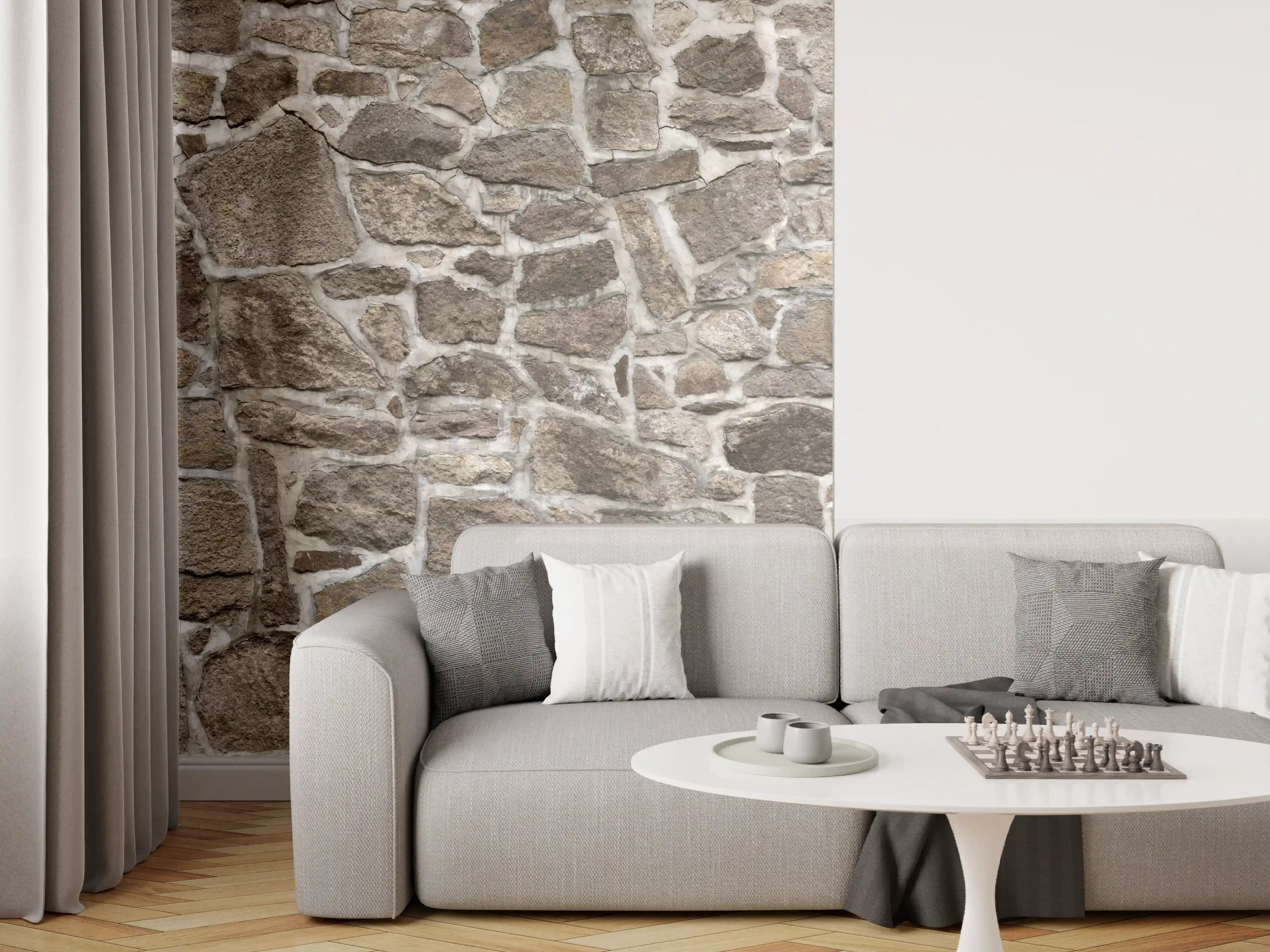 Wandverkleidung Wohnzimmer - Alte Steinmauer