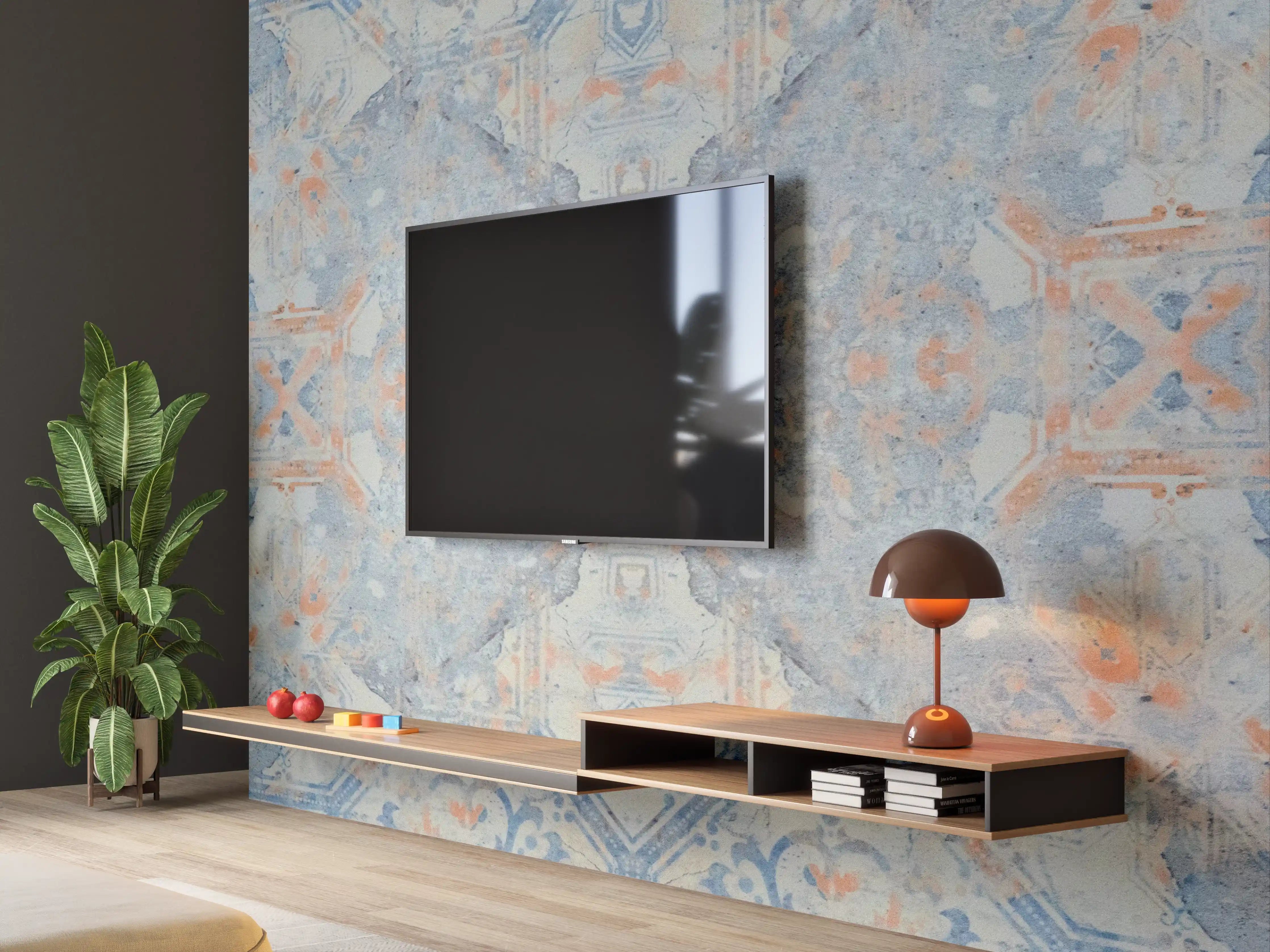 Wandverkleidung Wohnzimmer - Alte blaue Vintage Fliesen
