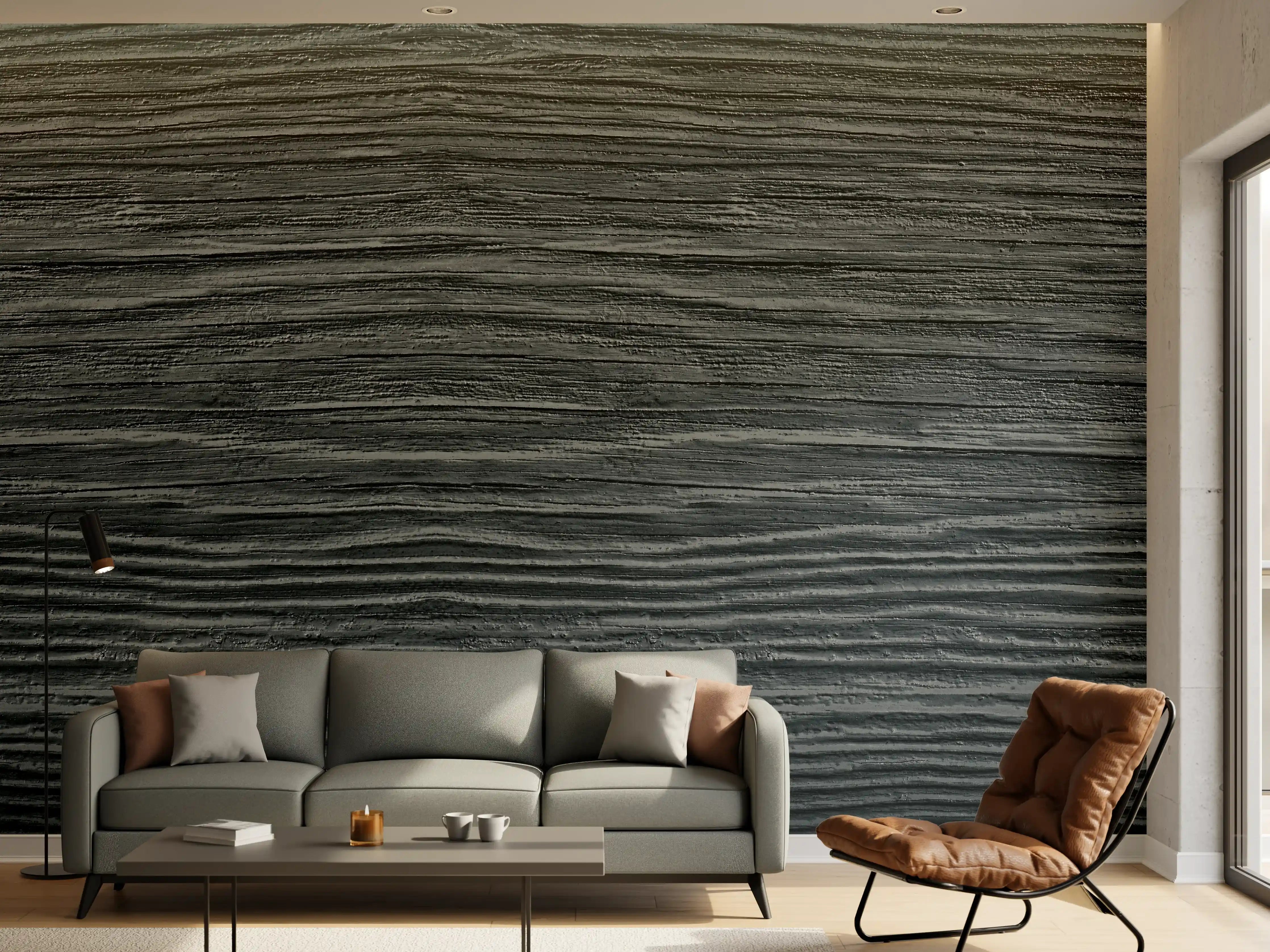 Wandverkleidung Wohnzimmer - Alte geknackte schwarz lackiert Massivholz