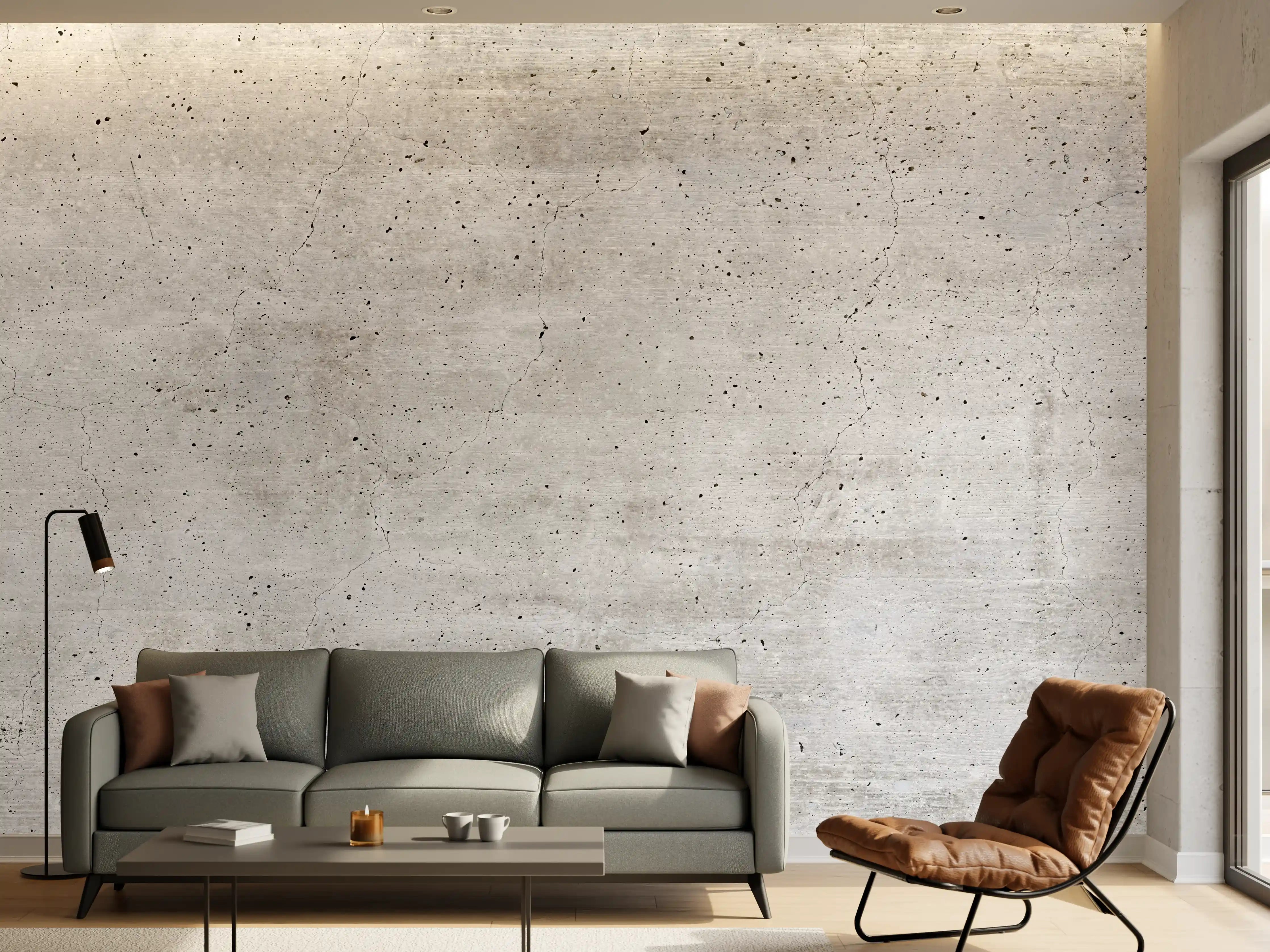 Wandverkleidung Wohnzimmer - Alte gräuliche Betonmauer