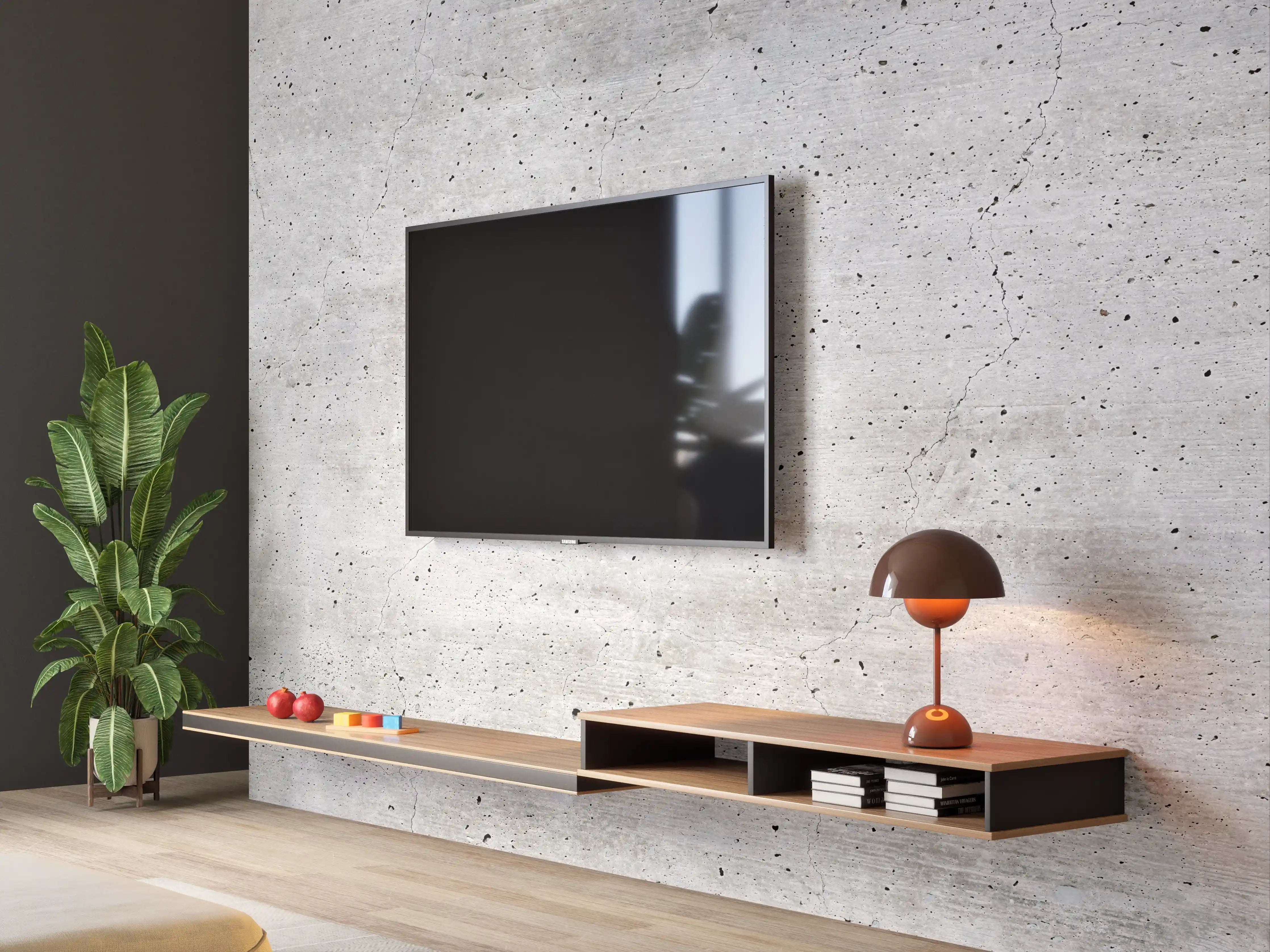 Wandverkleidung Wohnzimmer - Alte gräuliche Betonmauer